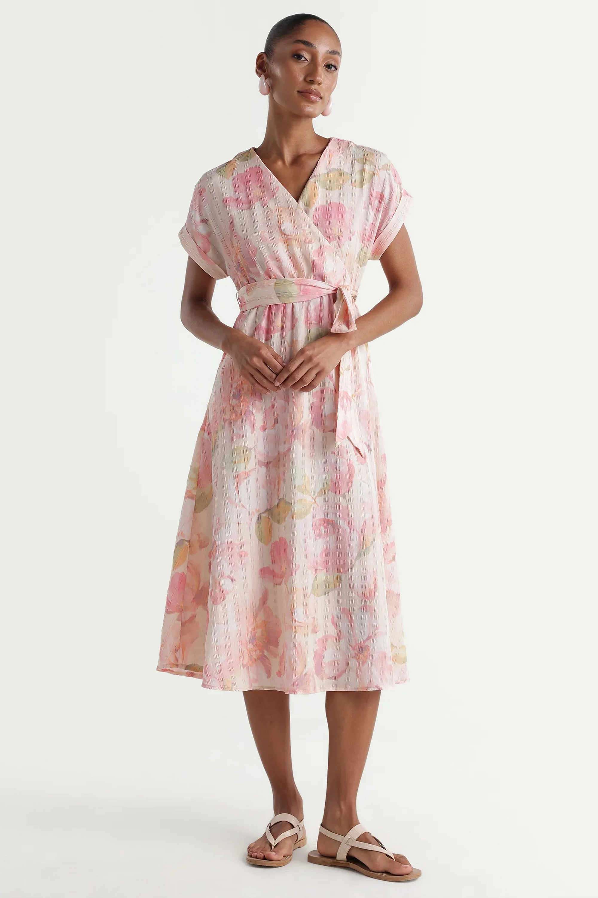 rareism Printed V-Neck Polyester Women's Dress-picture-15