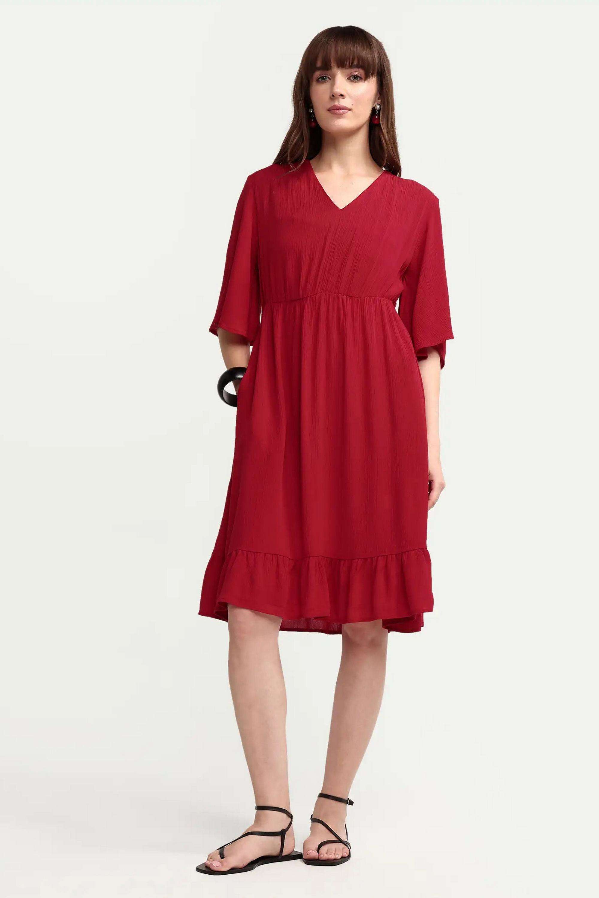 Solid-Blended-Fabric-Women-Dress