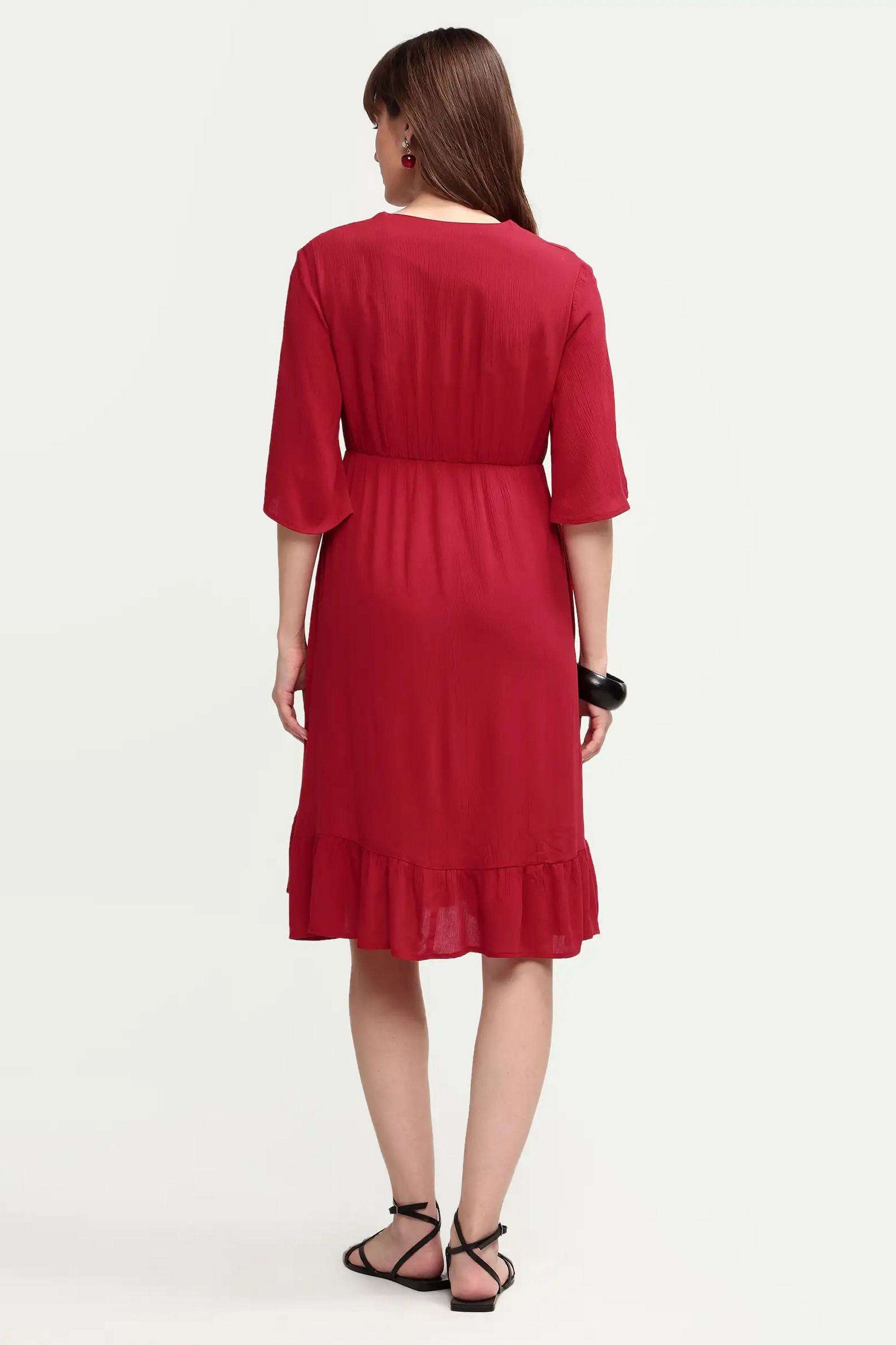Solid-Blended-Fabric-Women-Dress