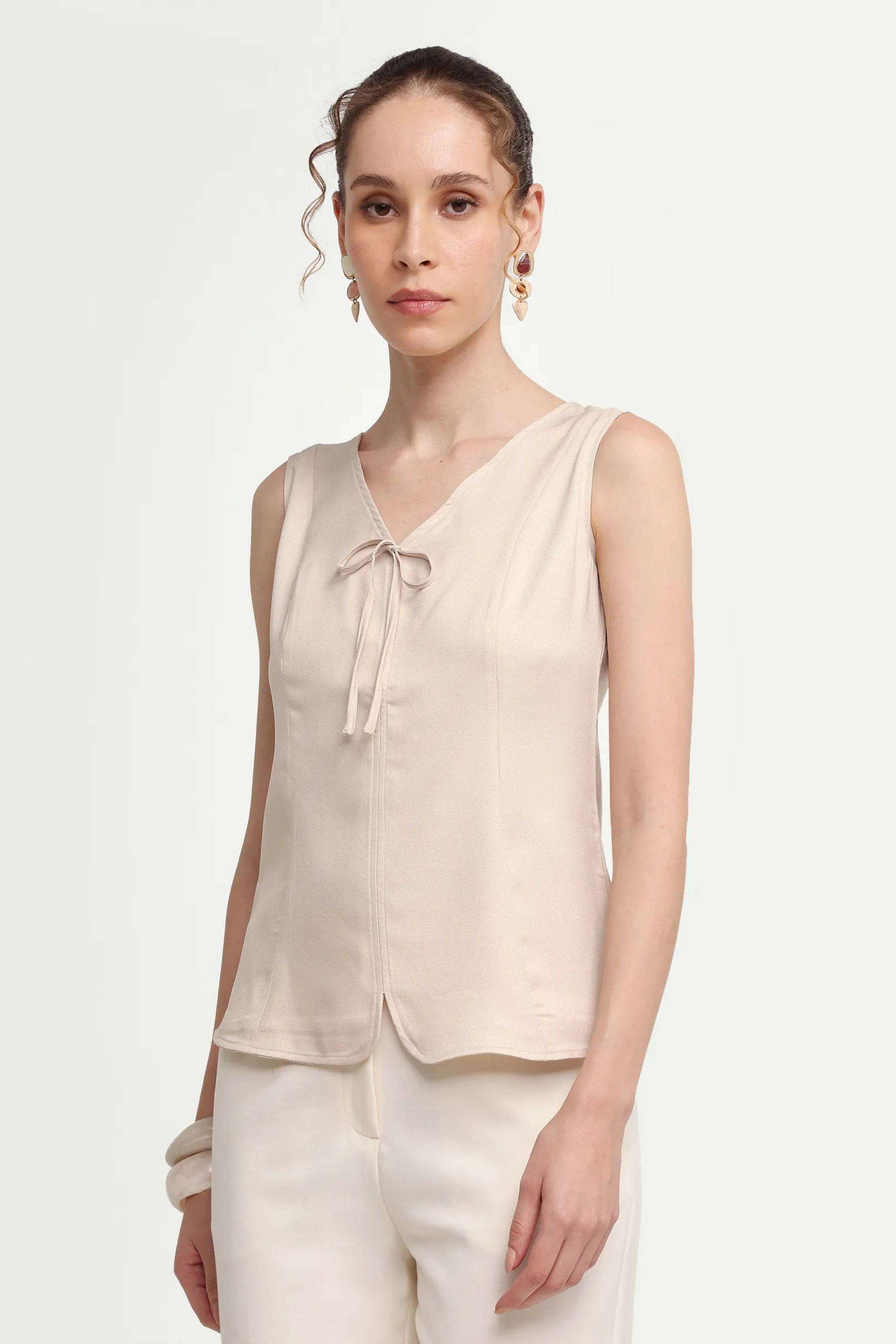 Solid-Polyester-Women-s-Top