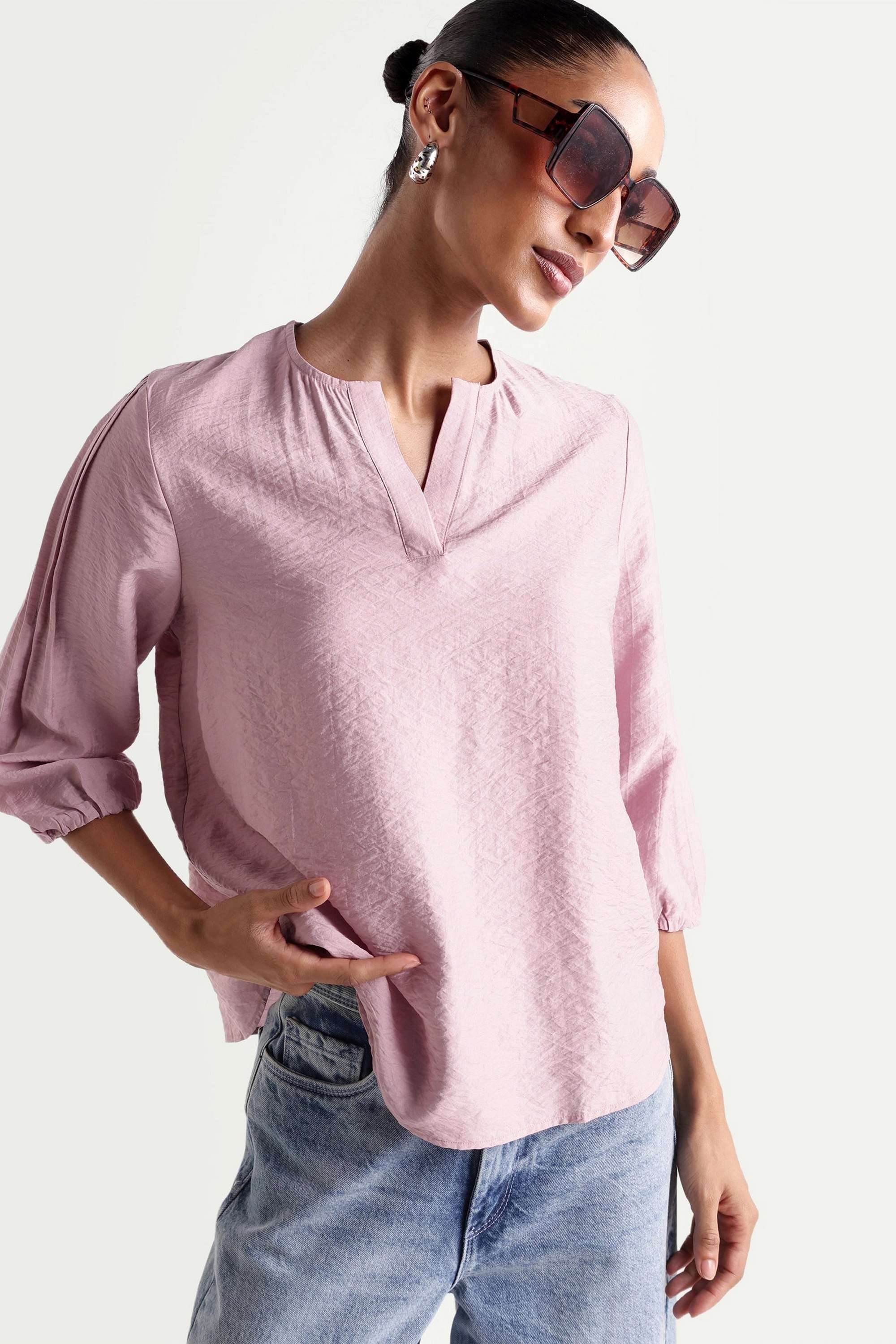 rareism Solid Viscose Relaxed Fit Women's Top-picture-43
