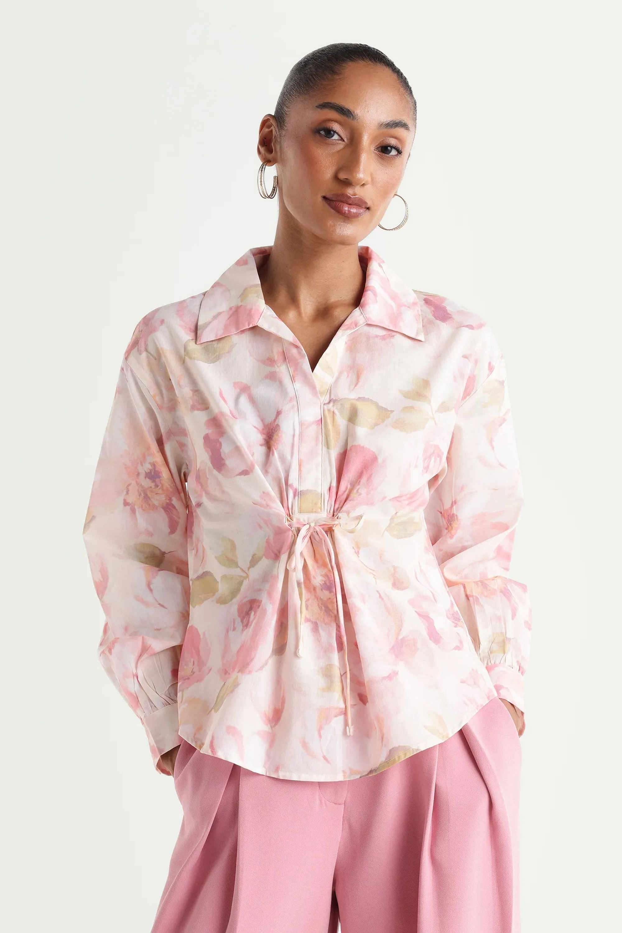 Printed Woven Collared Women's Top-image-18