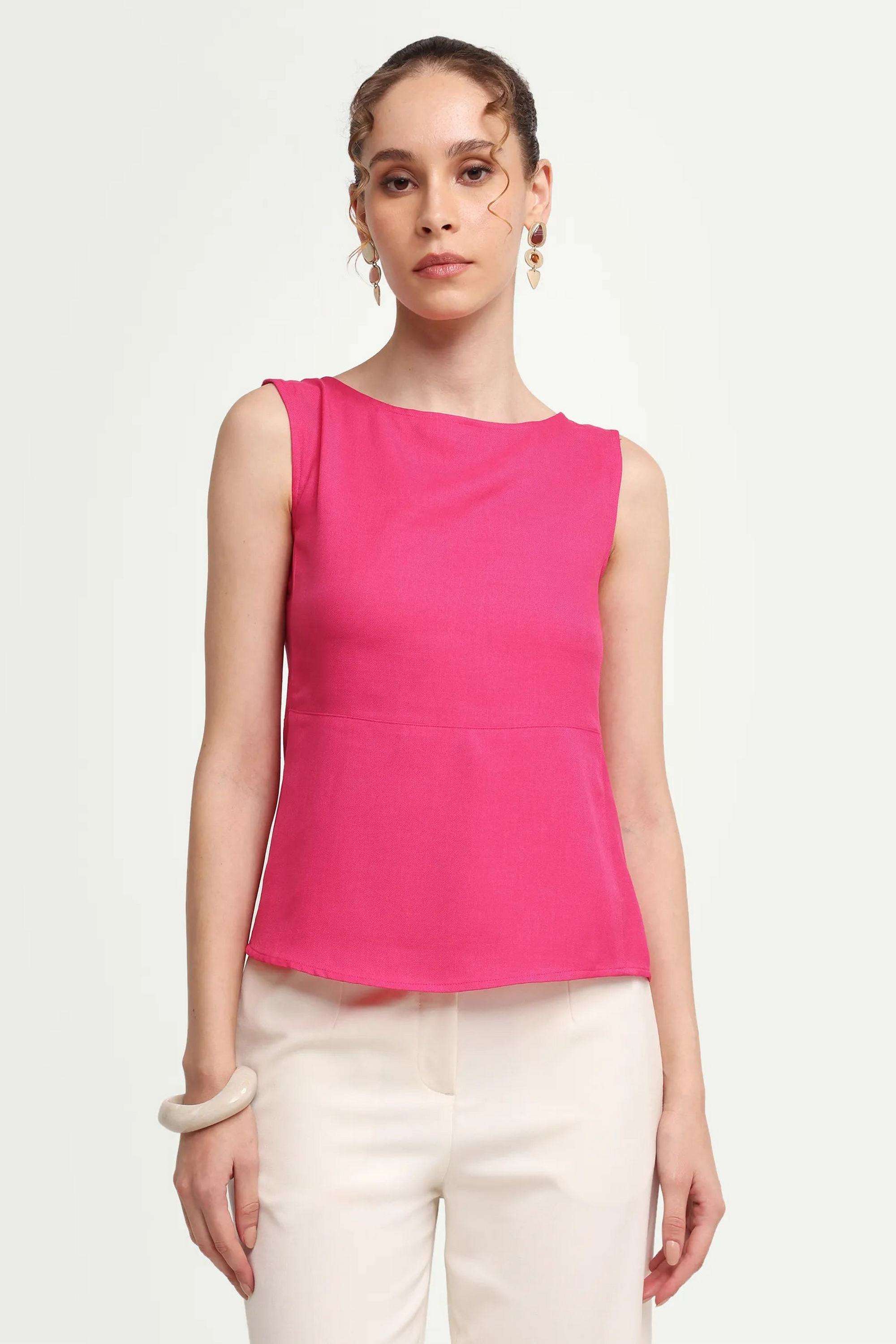 Solid-Polyester-Women-s-Top