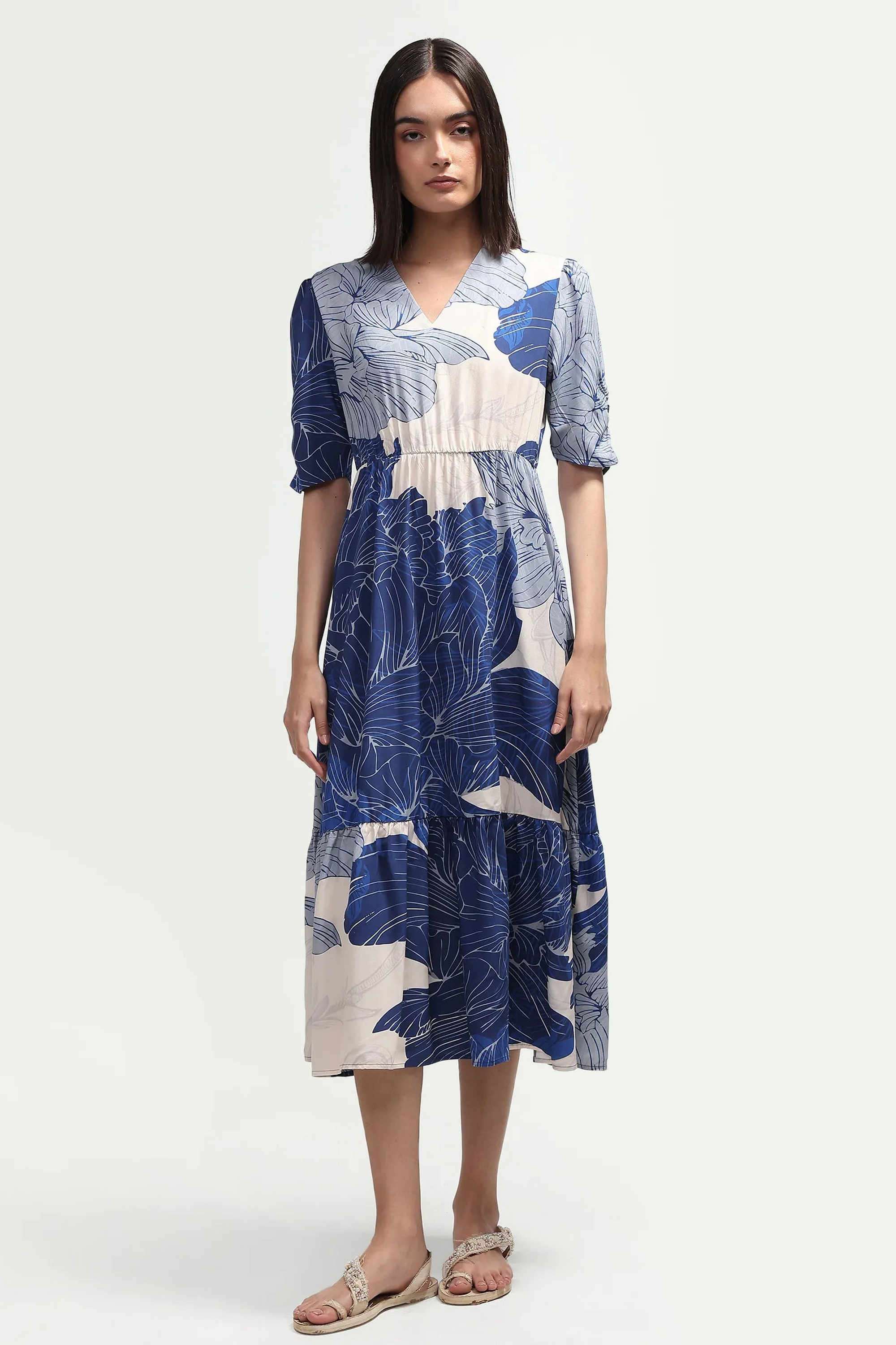 rareism Printed V-Neck Viscose Women's Dress-picture-20