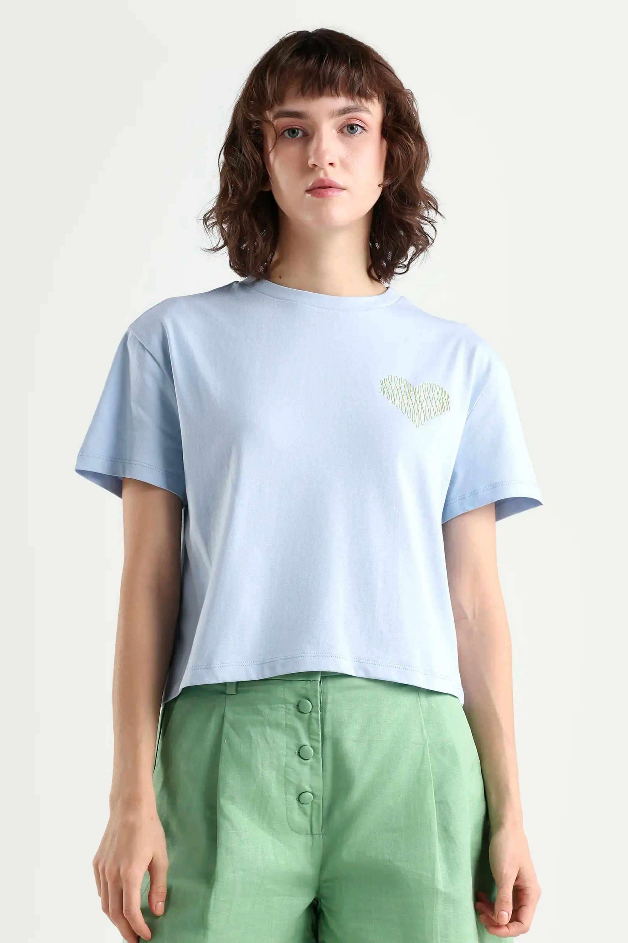 rareism Printed Cotton High Neck Women's T-Shirt-picture-34
