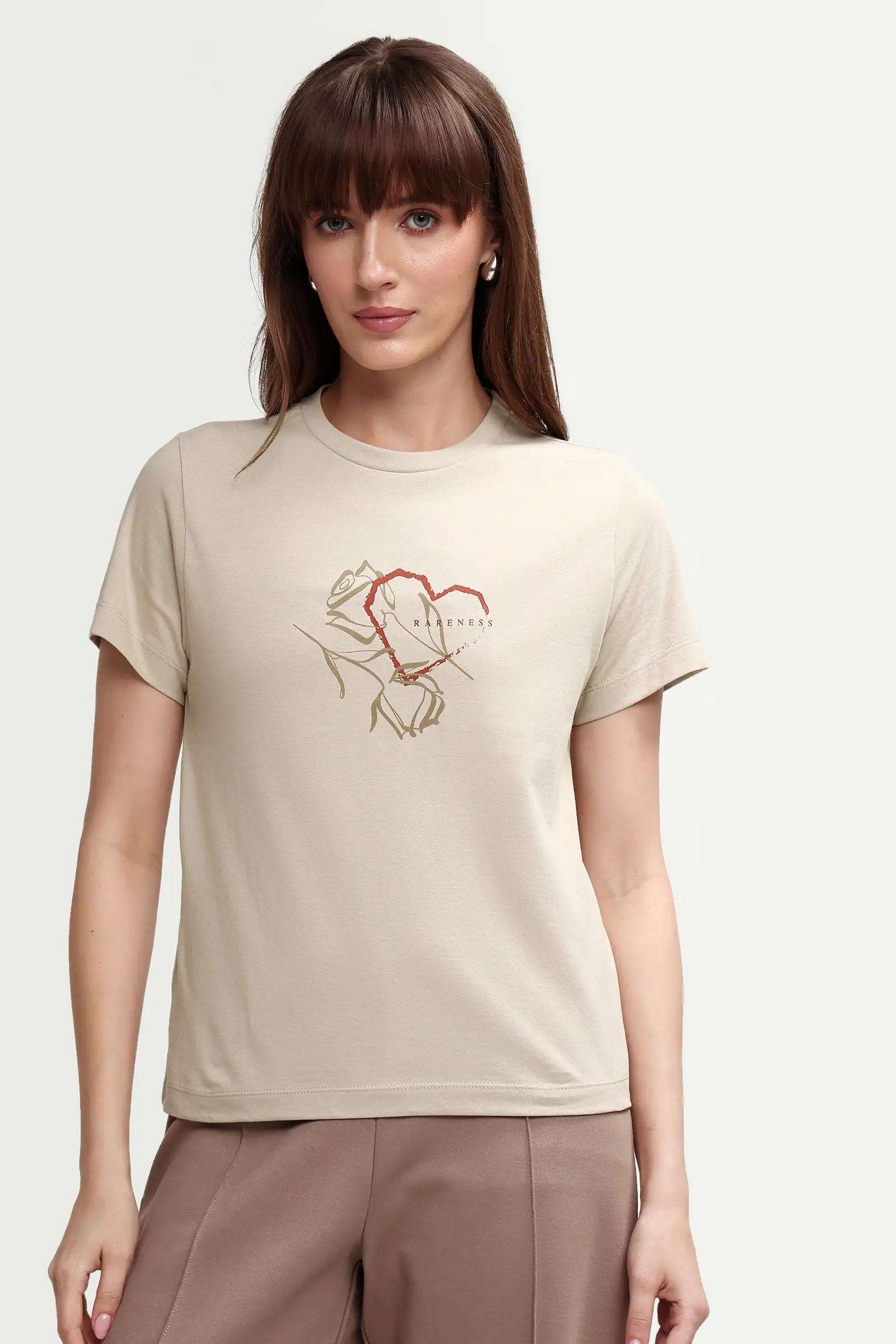 Solid-Blended-Fabric-Women-s-T-Shirt