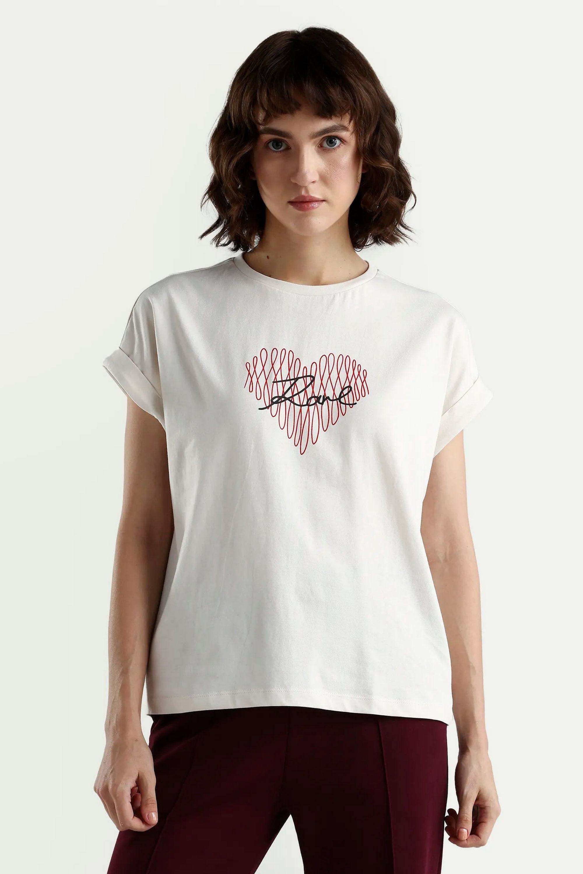 Solid-Blended-Fabric-Women-s-T-Shirt