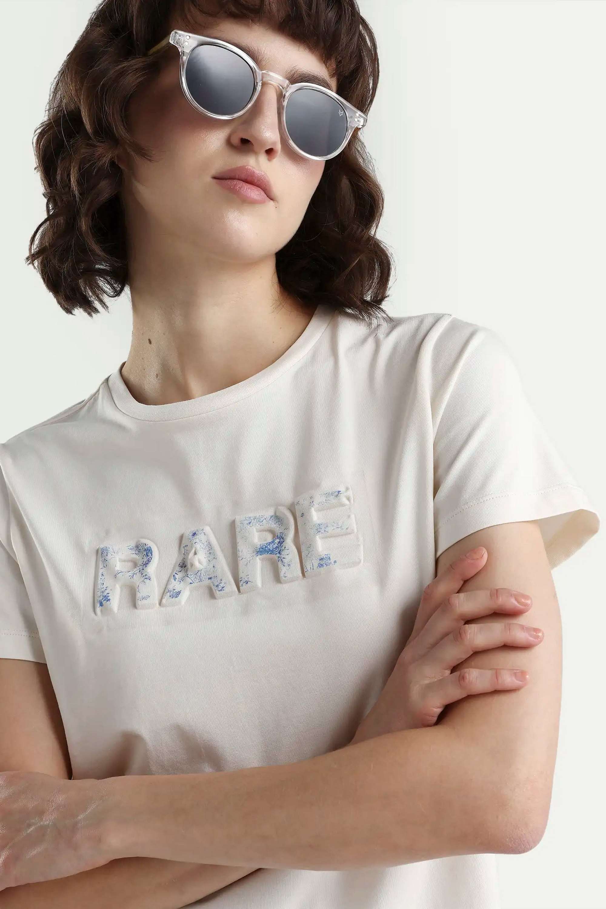rareism Printed Cotton Blend Round Neck Women's T-Shirt-picture-14
