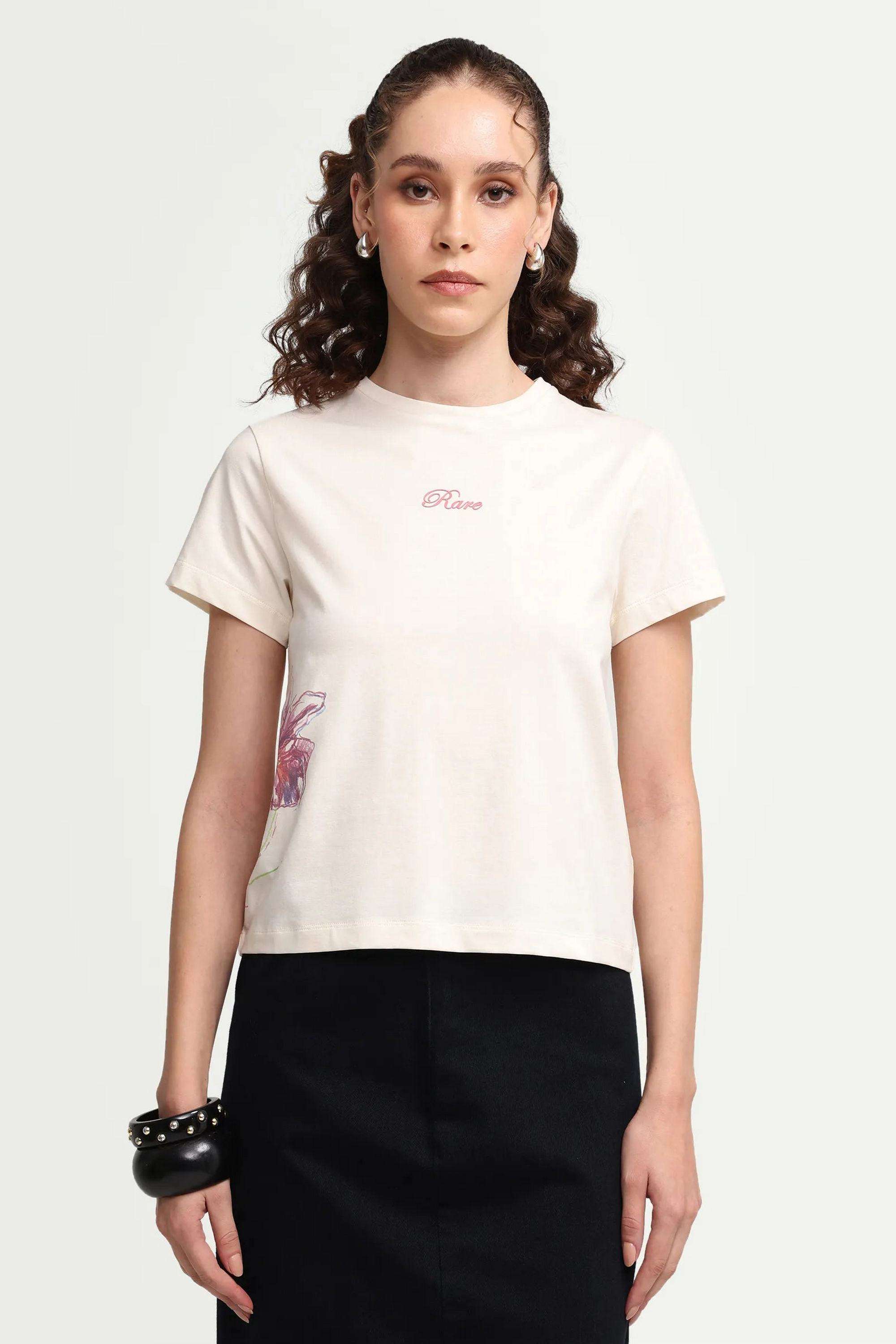 Floral-Cotton-Blend-Women-s-T-Shirt