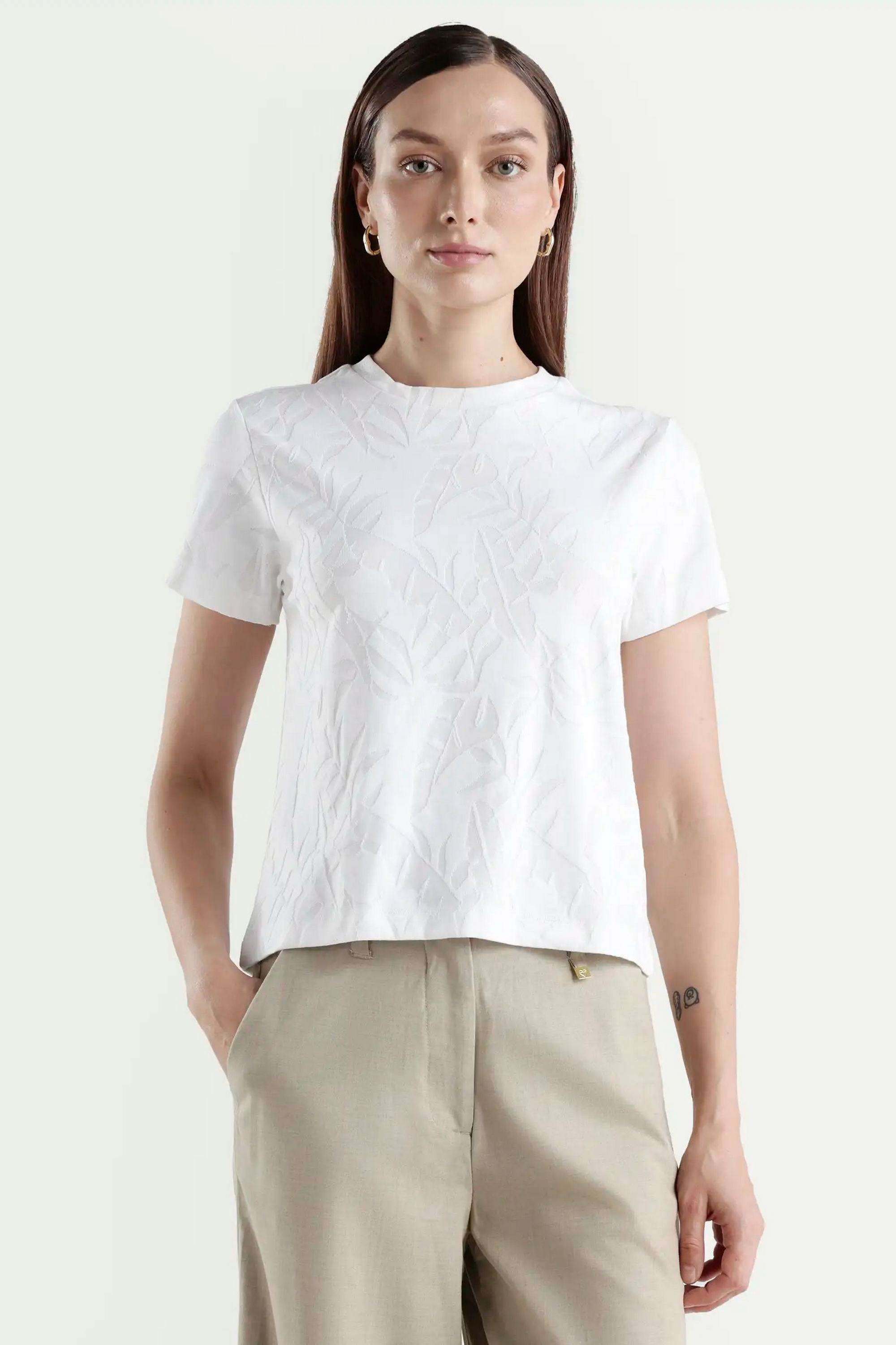 Textured-Cotton-Blend-Women-s-T-Shirt
