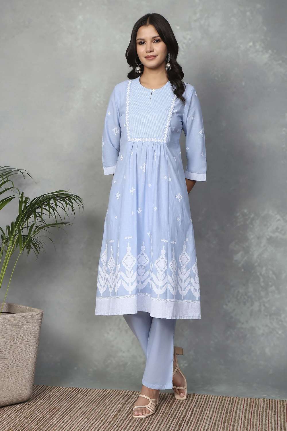 Textured-Cotton-Women-s-Festive-Wear-Kurta-Set