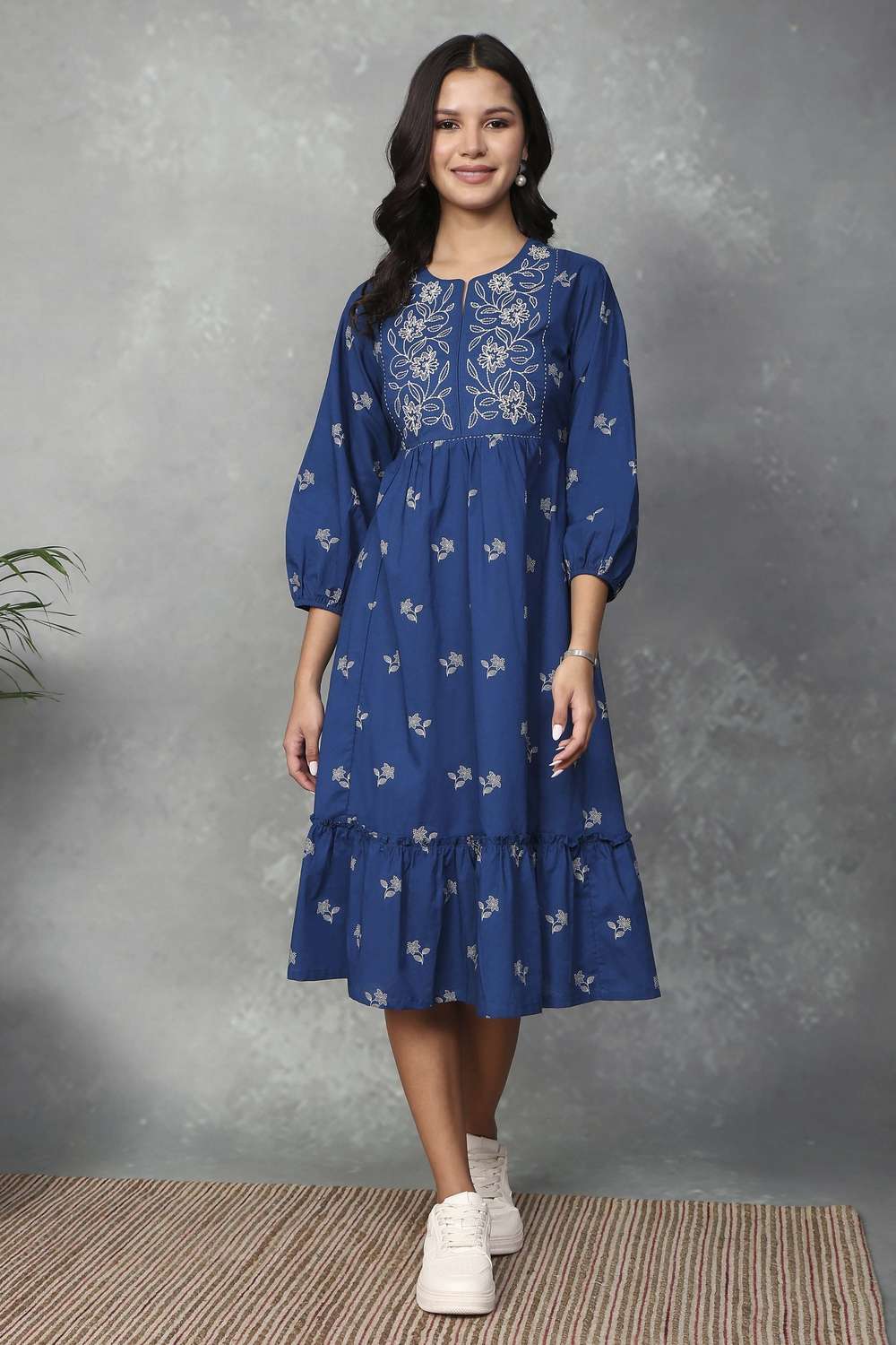 Solid-Cotton-Women-s-Dress