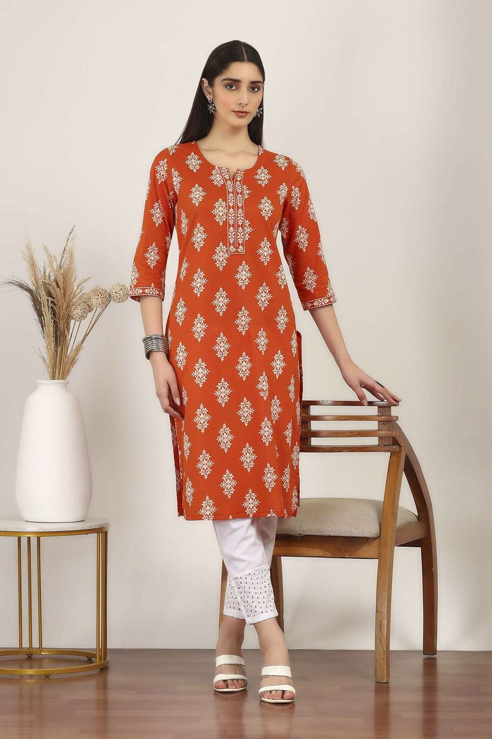 Textured-Cotton-Women-s-Festive-Wear-Kurta