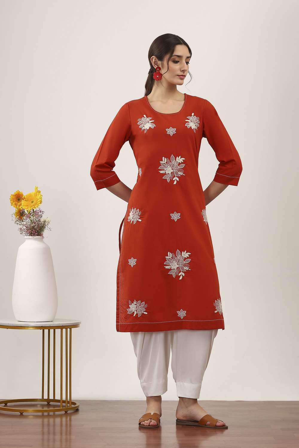Textured-Cotton-Women-s-Festive-Wear-Kurta
