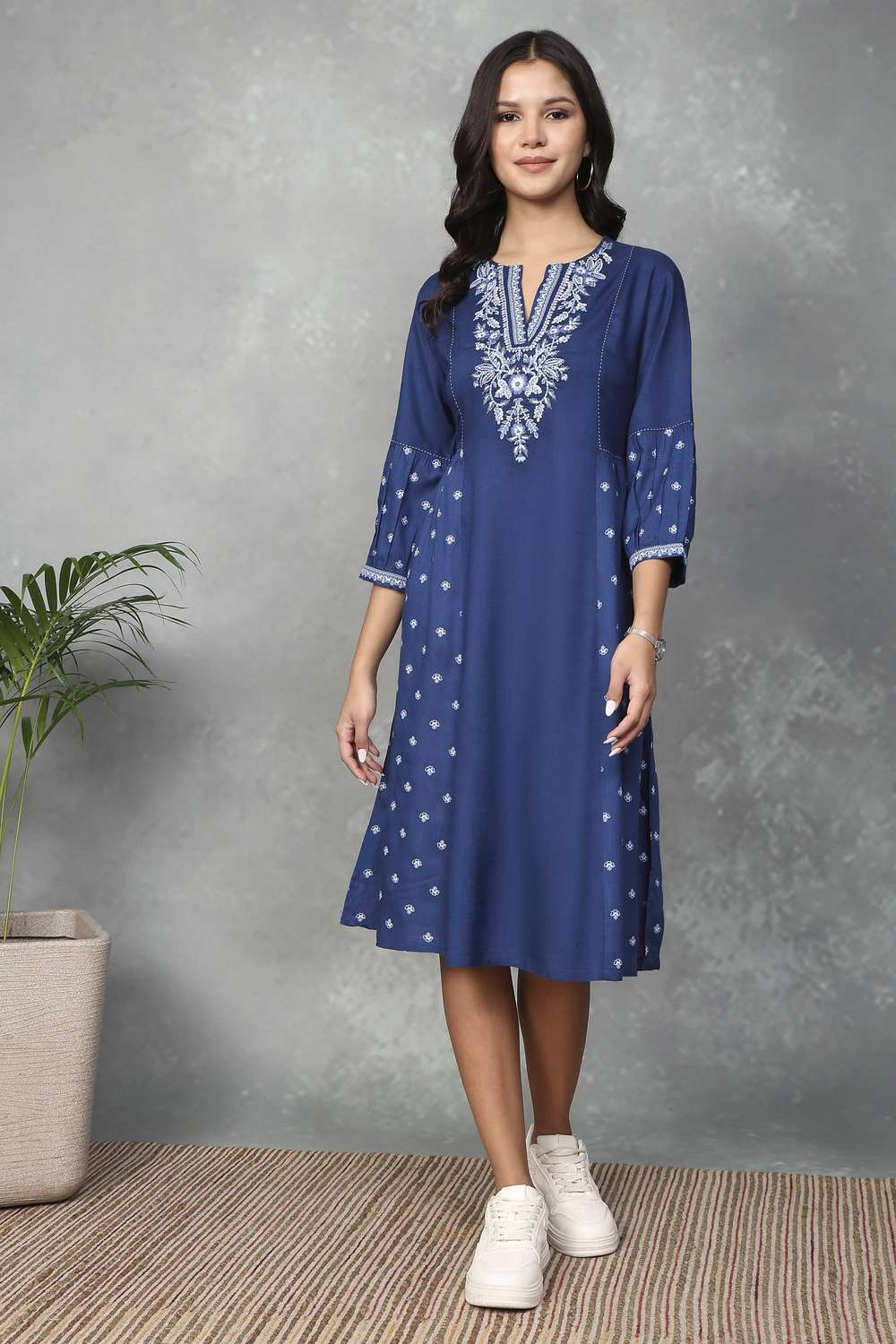 Solid-Rayon-Women-s-Dress
