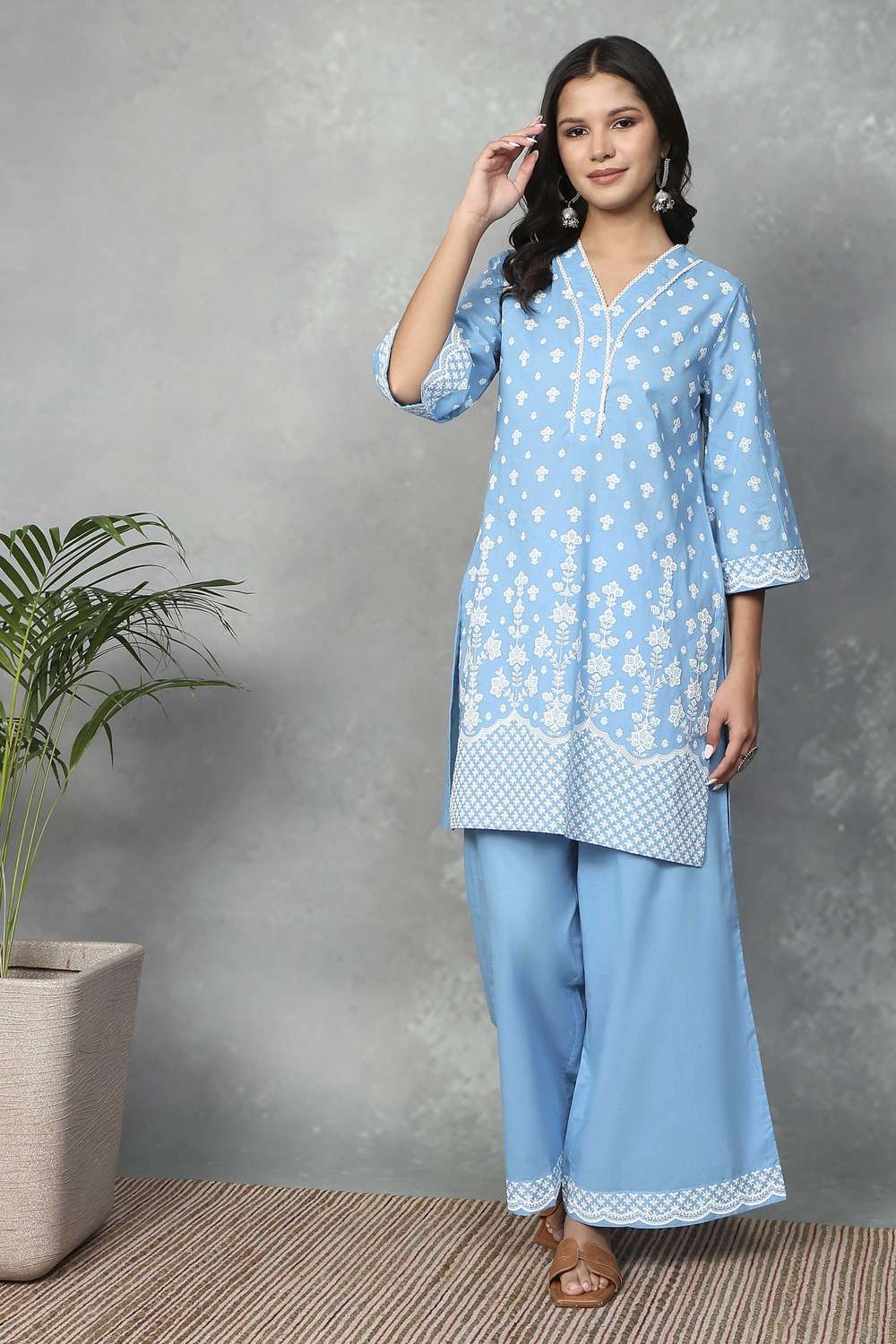 Textured-Cotton-Women-s-Festive-Wear-Kurta-Set