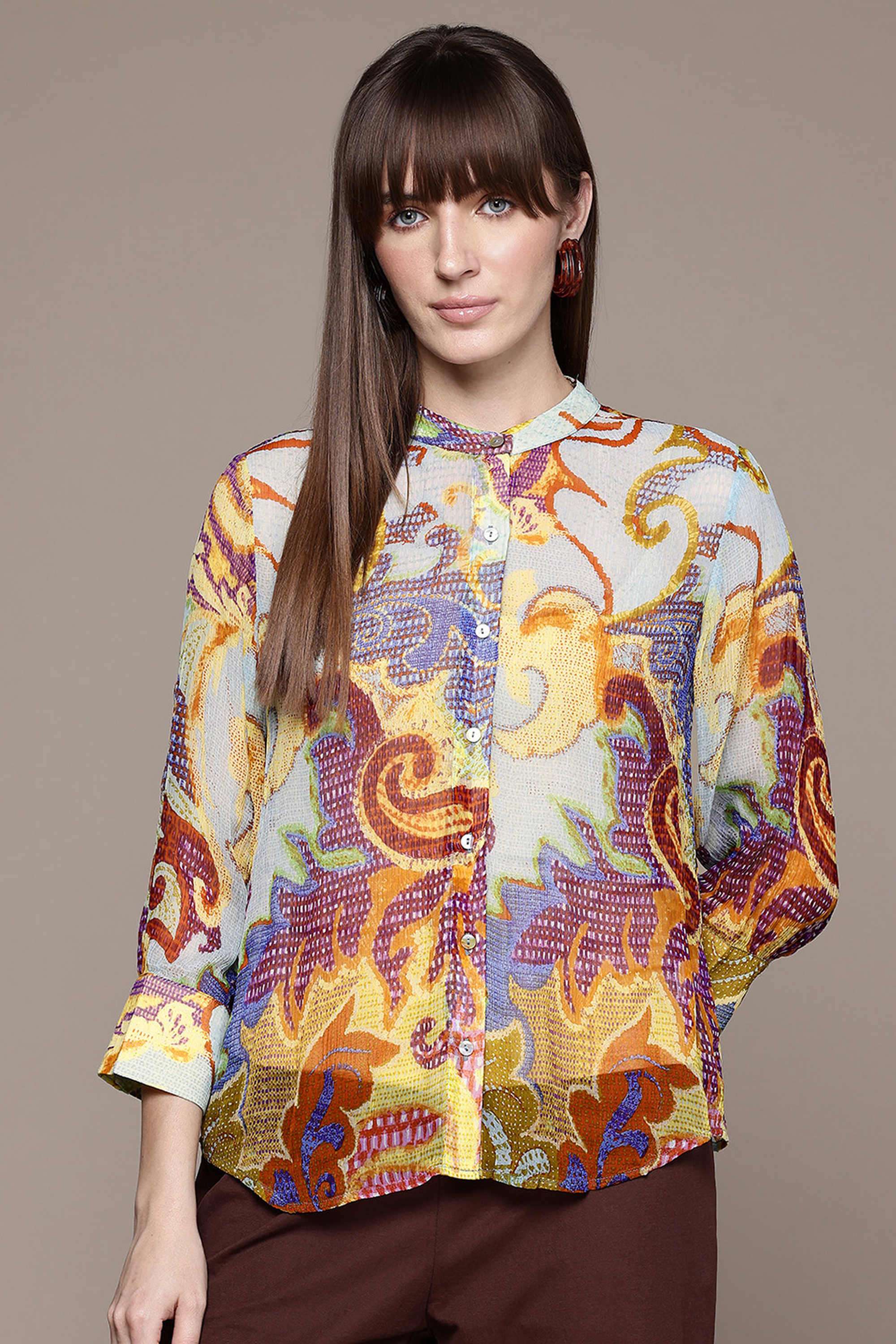 label ritu kumar Printed Blended Fabric Skinny Fit Women's Shirt-picture-41