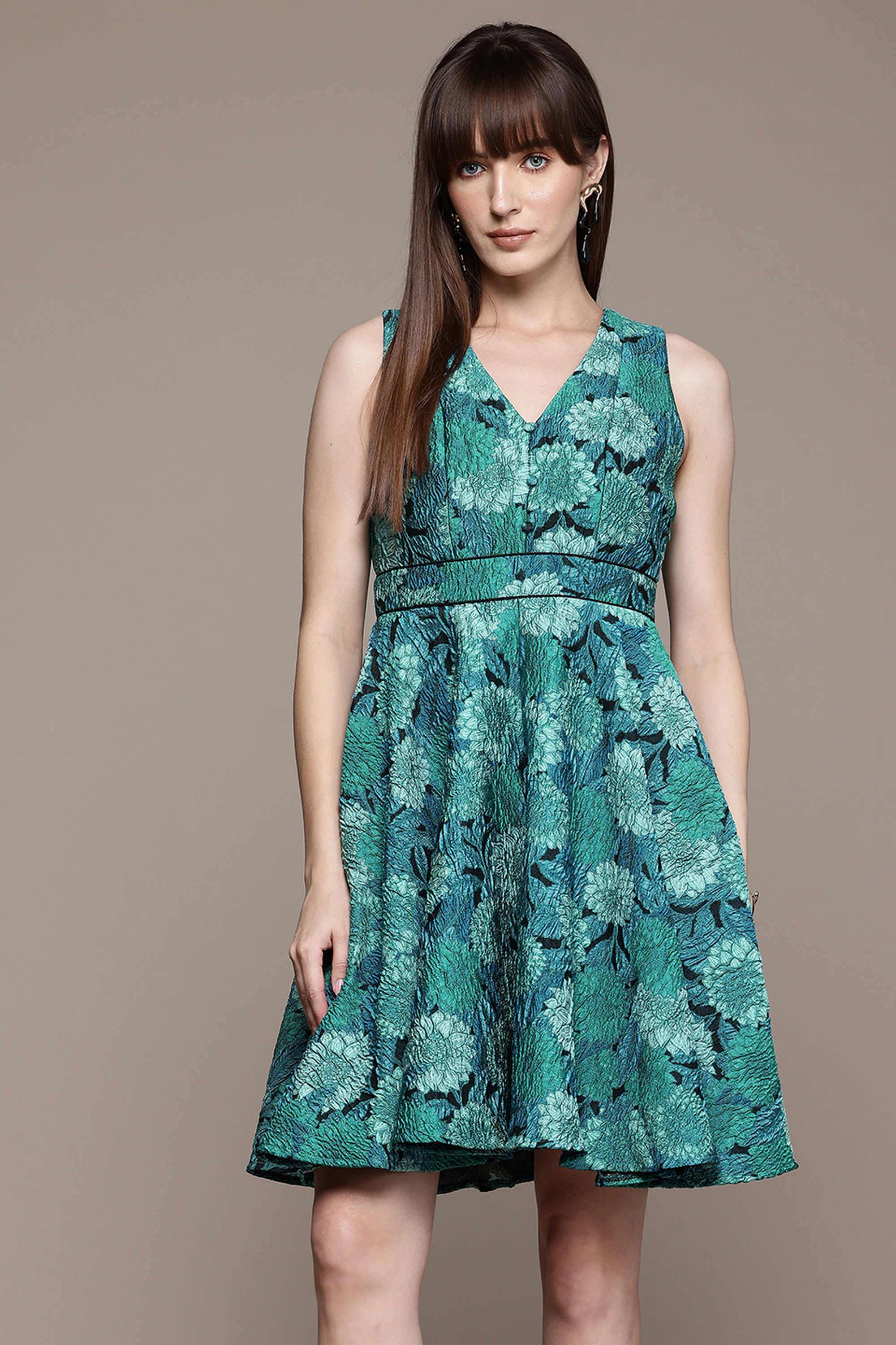 label ritu kumar Floral Blended Fabric Collared Women's Mini Dress-picture-32