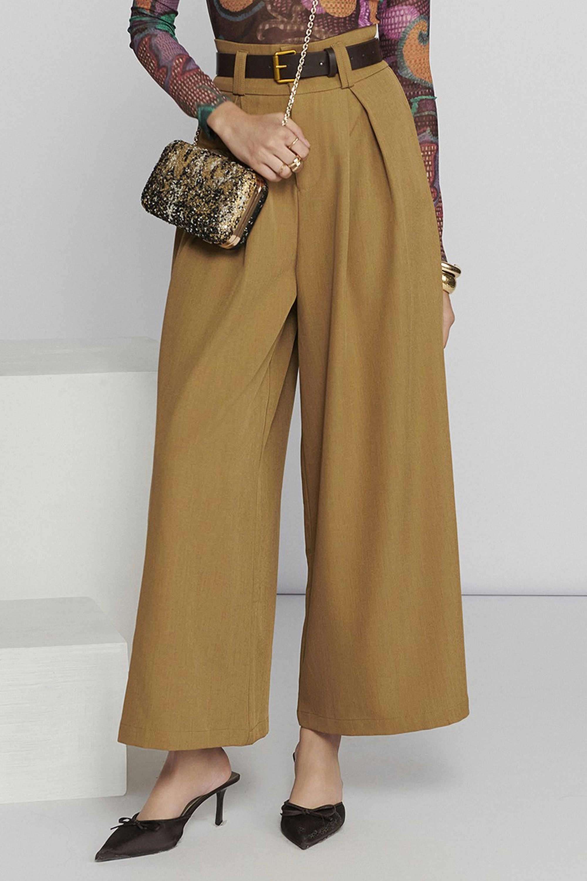 label ritu kumar Solid Blended Fabric Relaxed Fit Women's Pants-picture-11