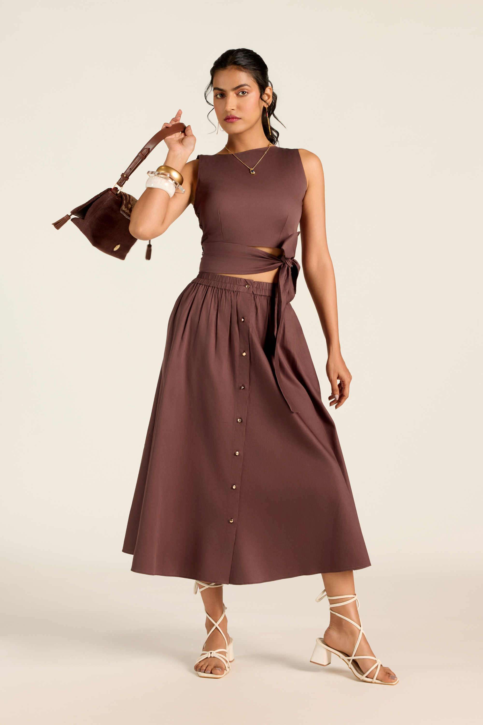 label ritu kumar Solid Cotton Blend Collared Women's Co-Ord Set-picture-27