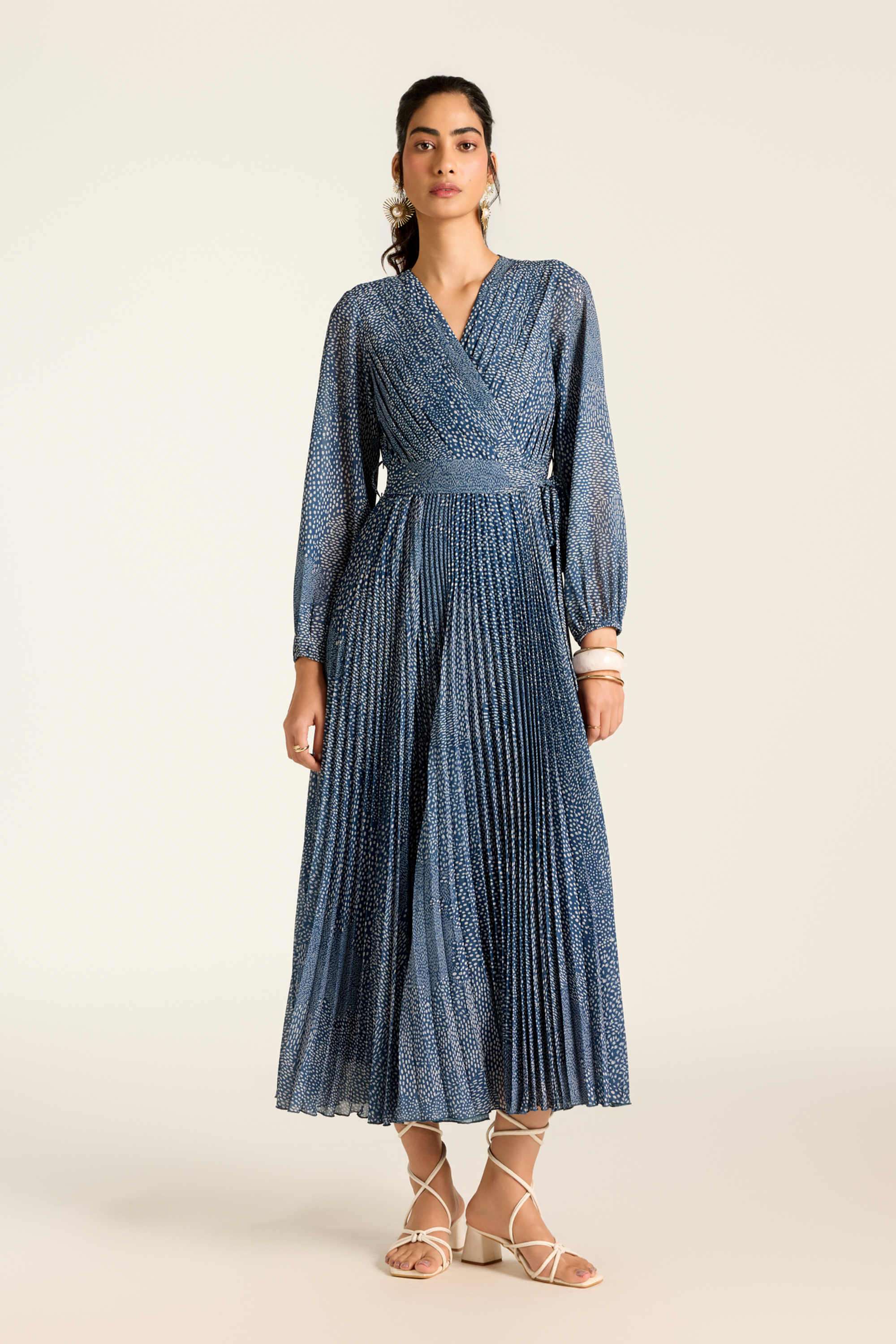 label ritu kumar Printed Blended Fabric Collared Women's Maxi Dress-picture-22