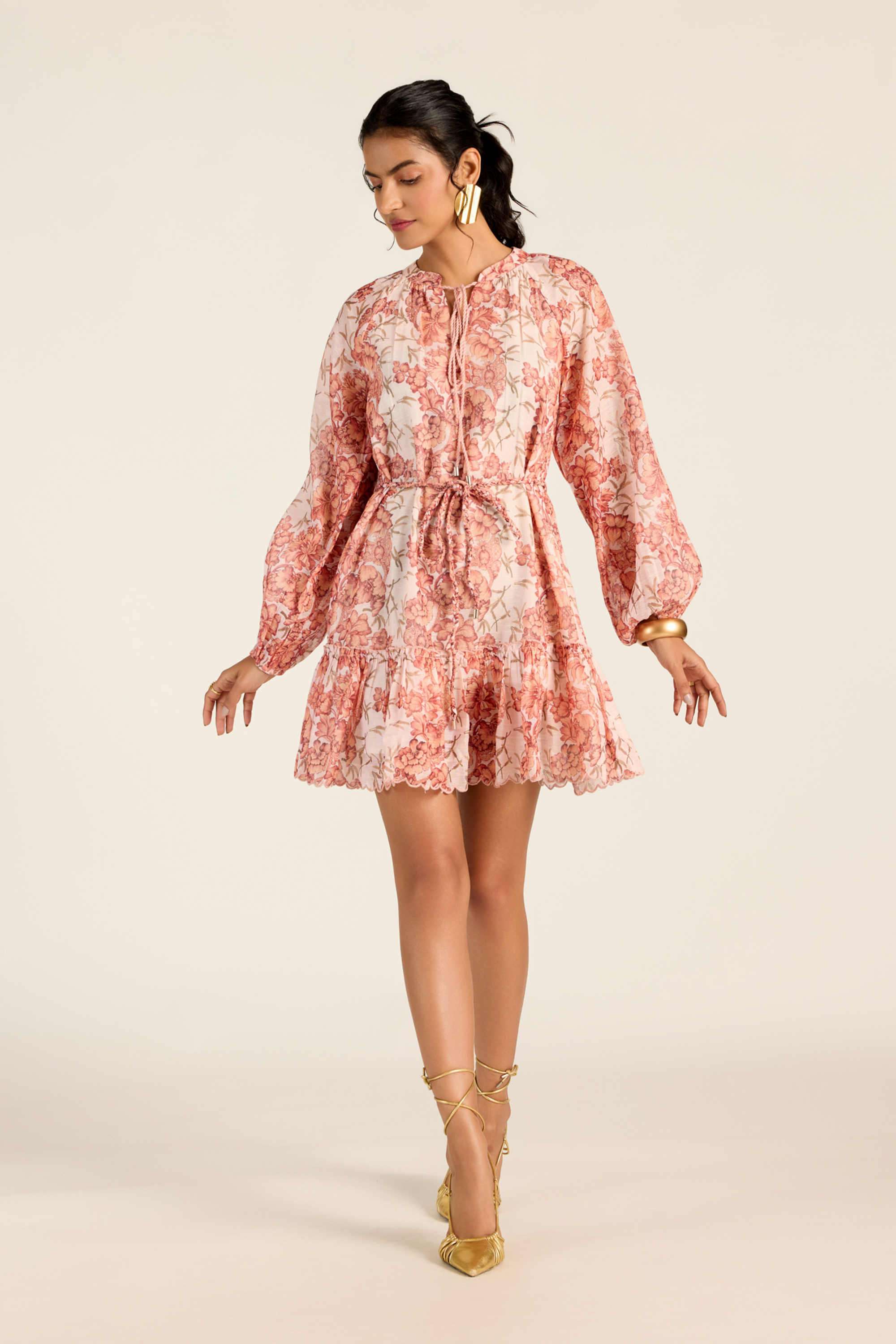 label ritu kumar Floral Blended Fabric Collared Women's Mini Dress-picture-11