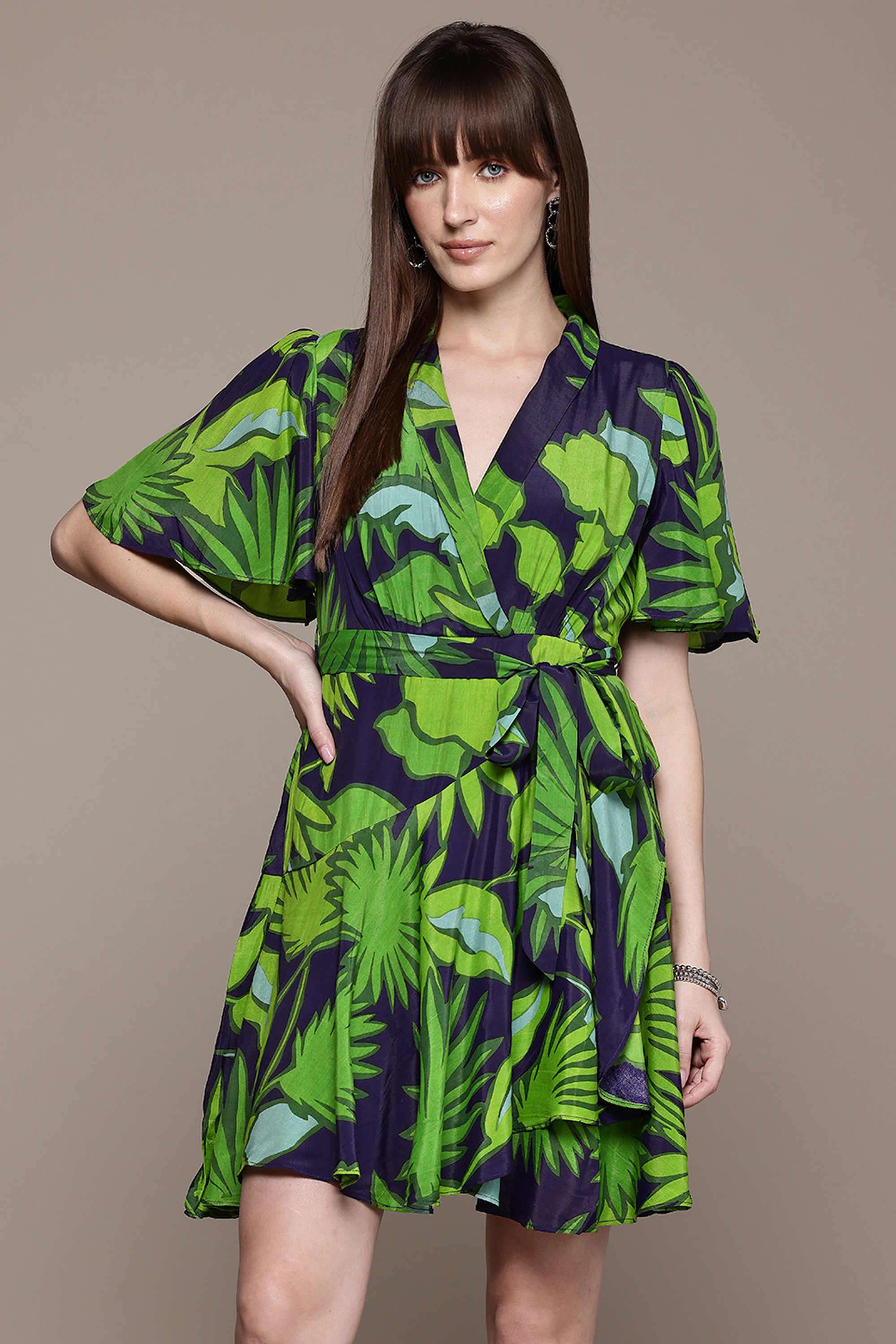 label ritu kumar Floral Blended Fabric Collared Women's Mini Dress-picture-29