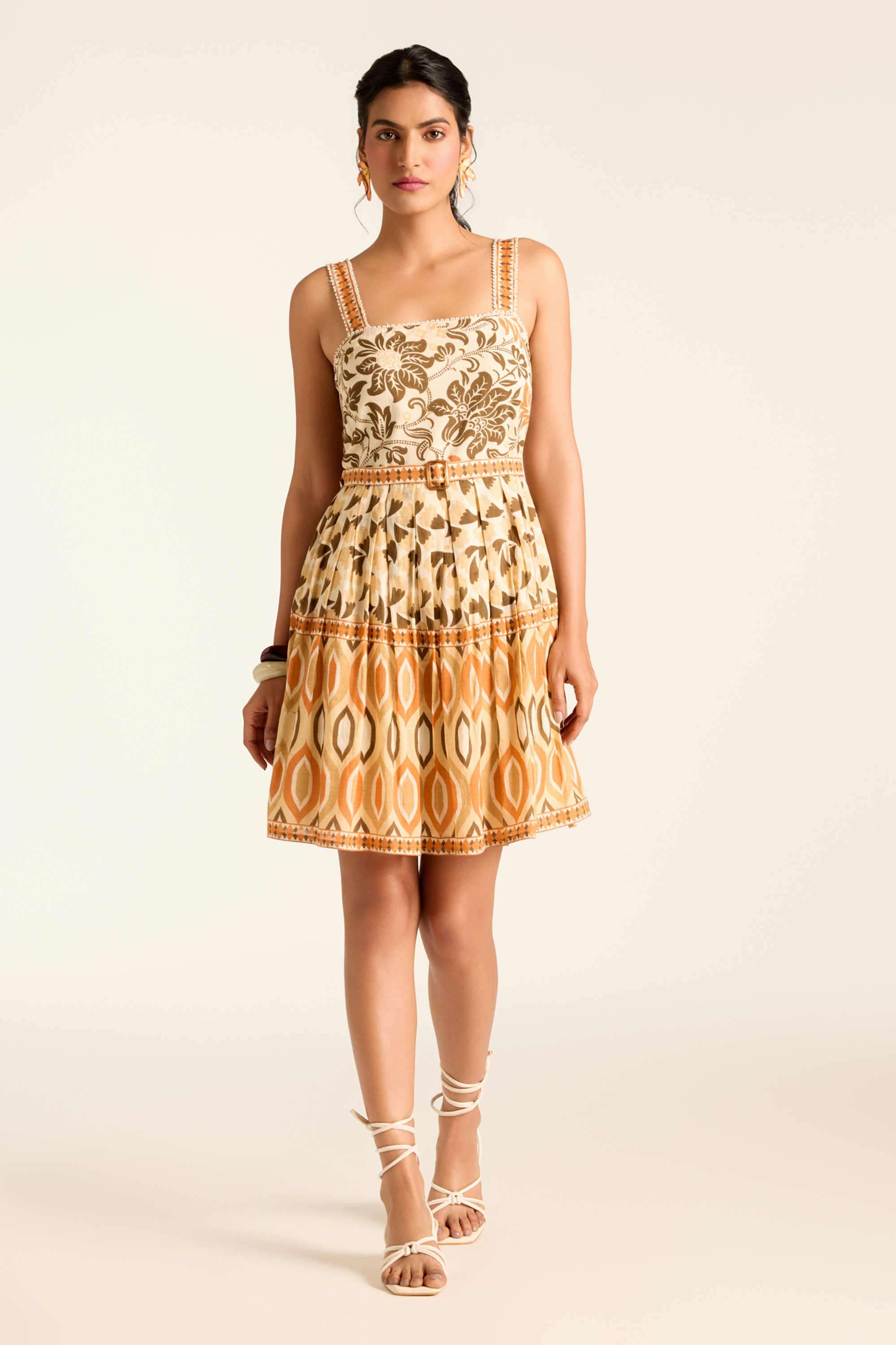 label ritu kumar Floral Cotton Blend Collared Women's Mini Dress-picture-15