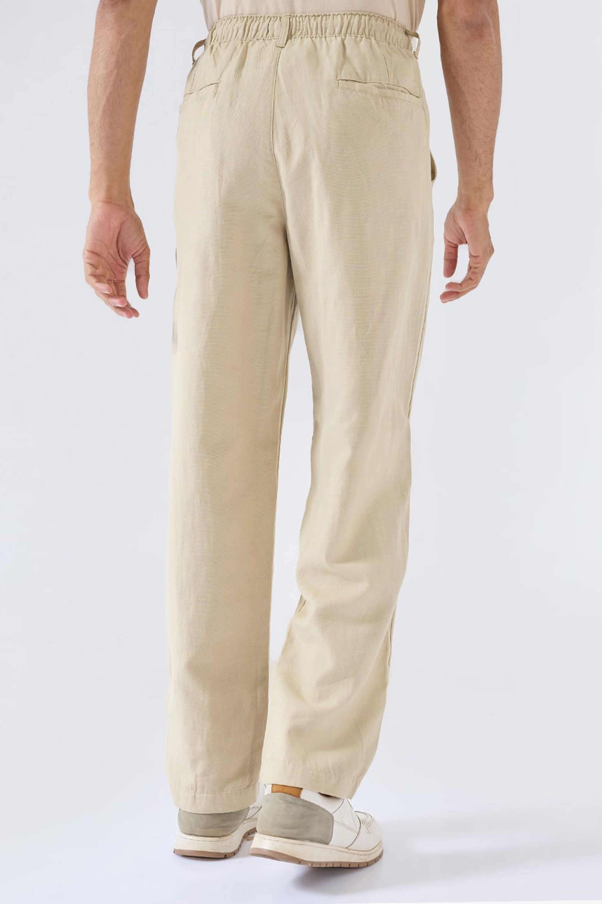 Solid-Linen-Blend-Relaxed-Fit-Men-s-Trousers