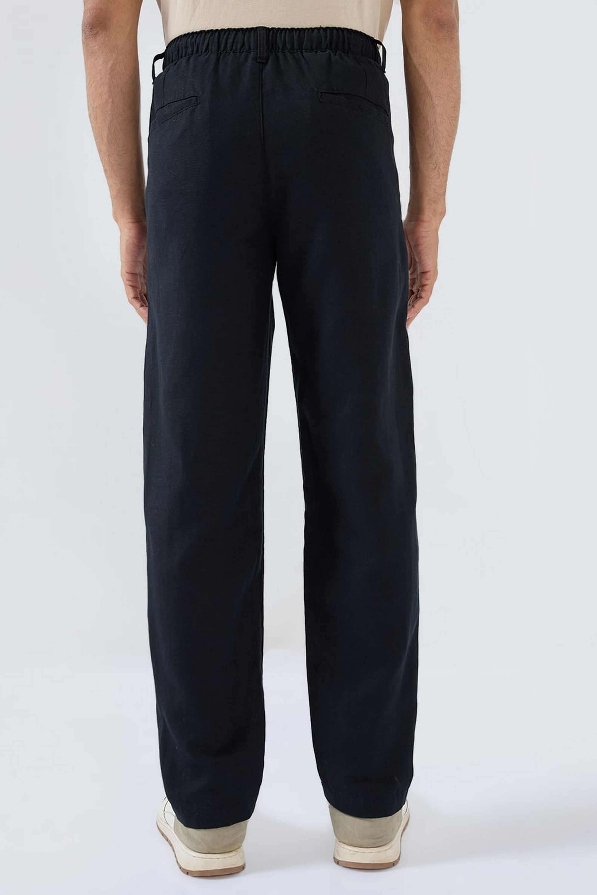 Solid-Linen-Blend-Relaxed-Fit-Men-s-Trousers