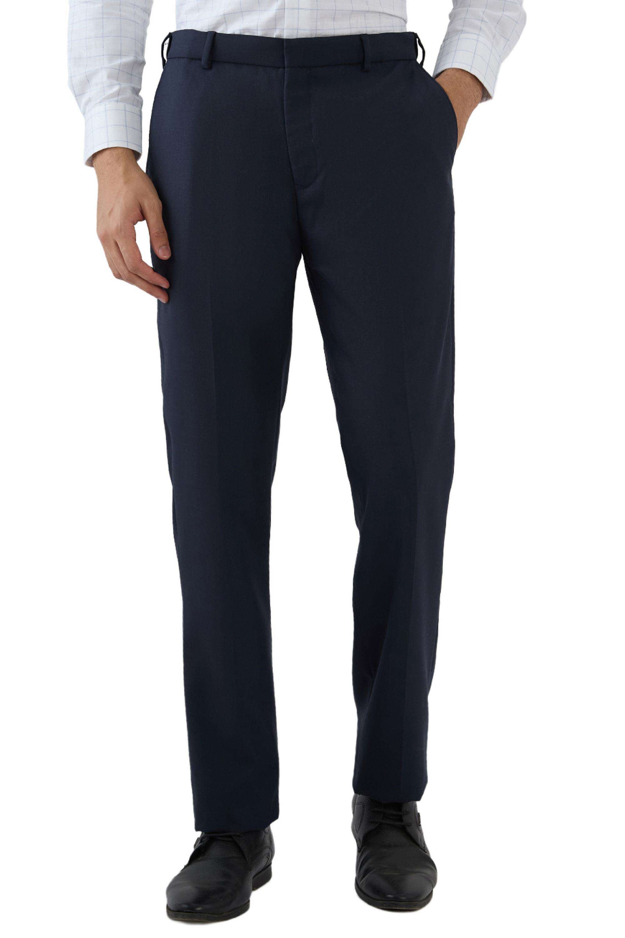 Solid-Polyester-Blend-Regular-Fit-Men-s-Trousers