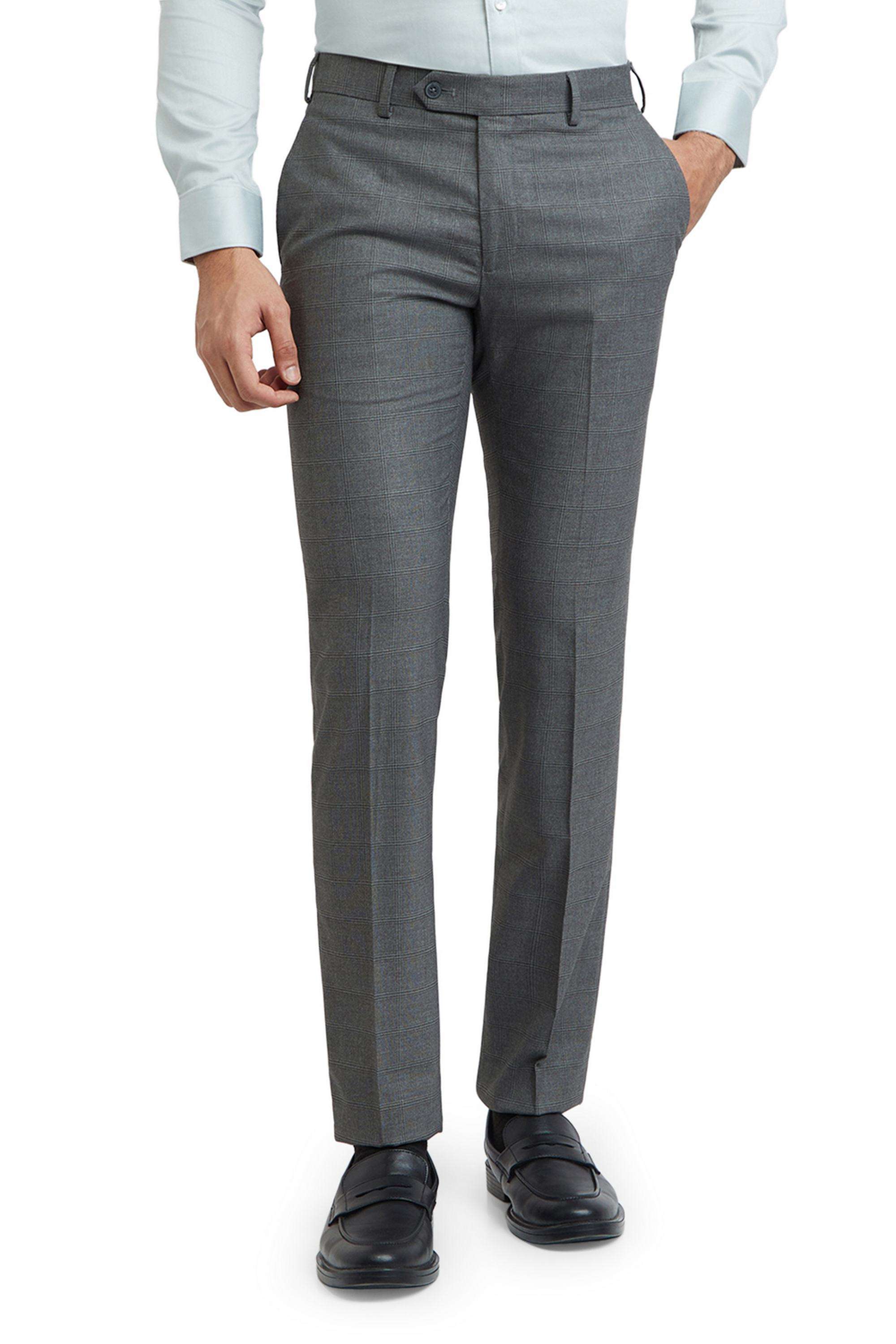 Checks-Polyester-Blend-Slim-Fit-Men-s-Trousers