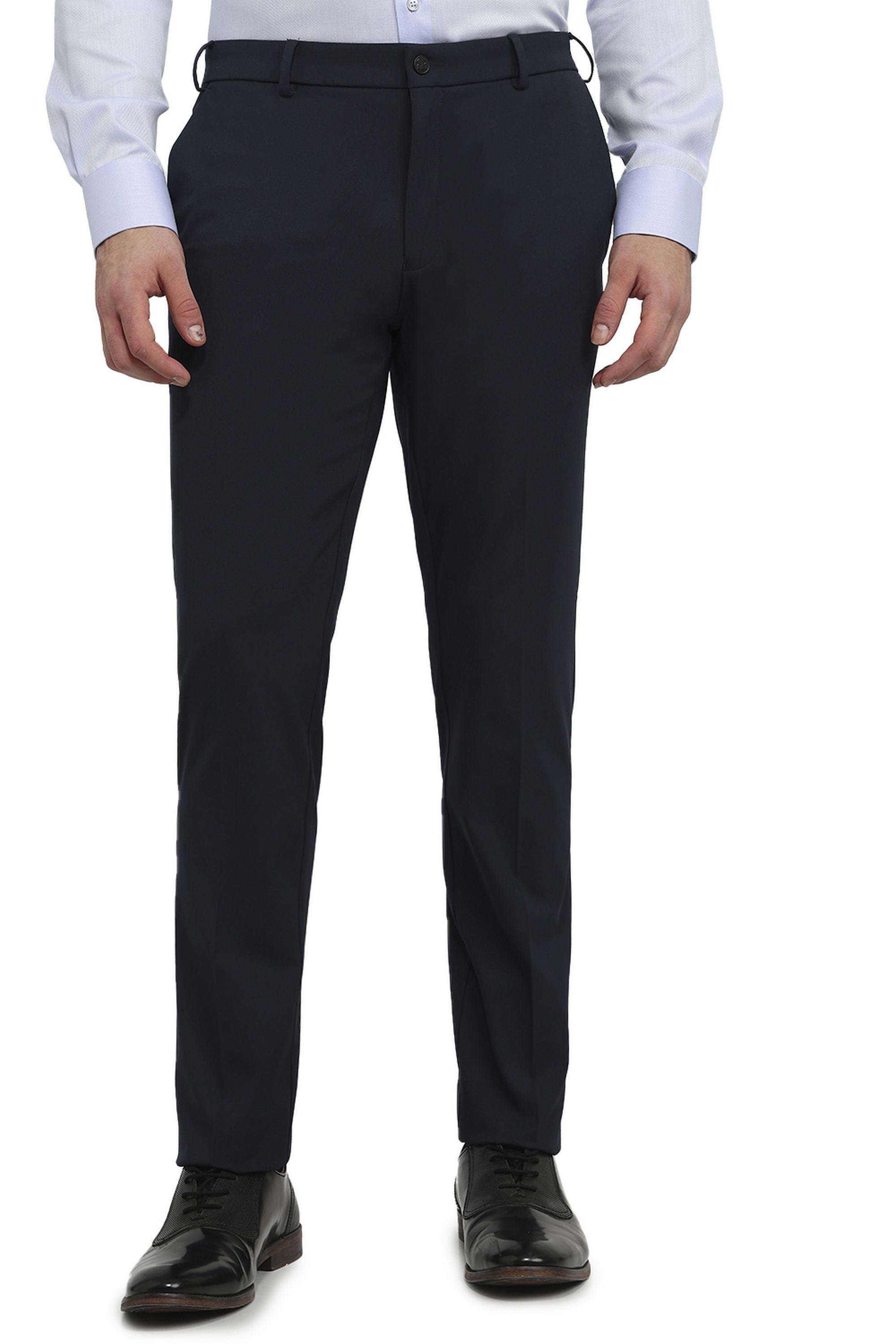 Solid-Polyester-Blend-Slim-Fit-Men-s-Trousers