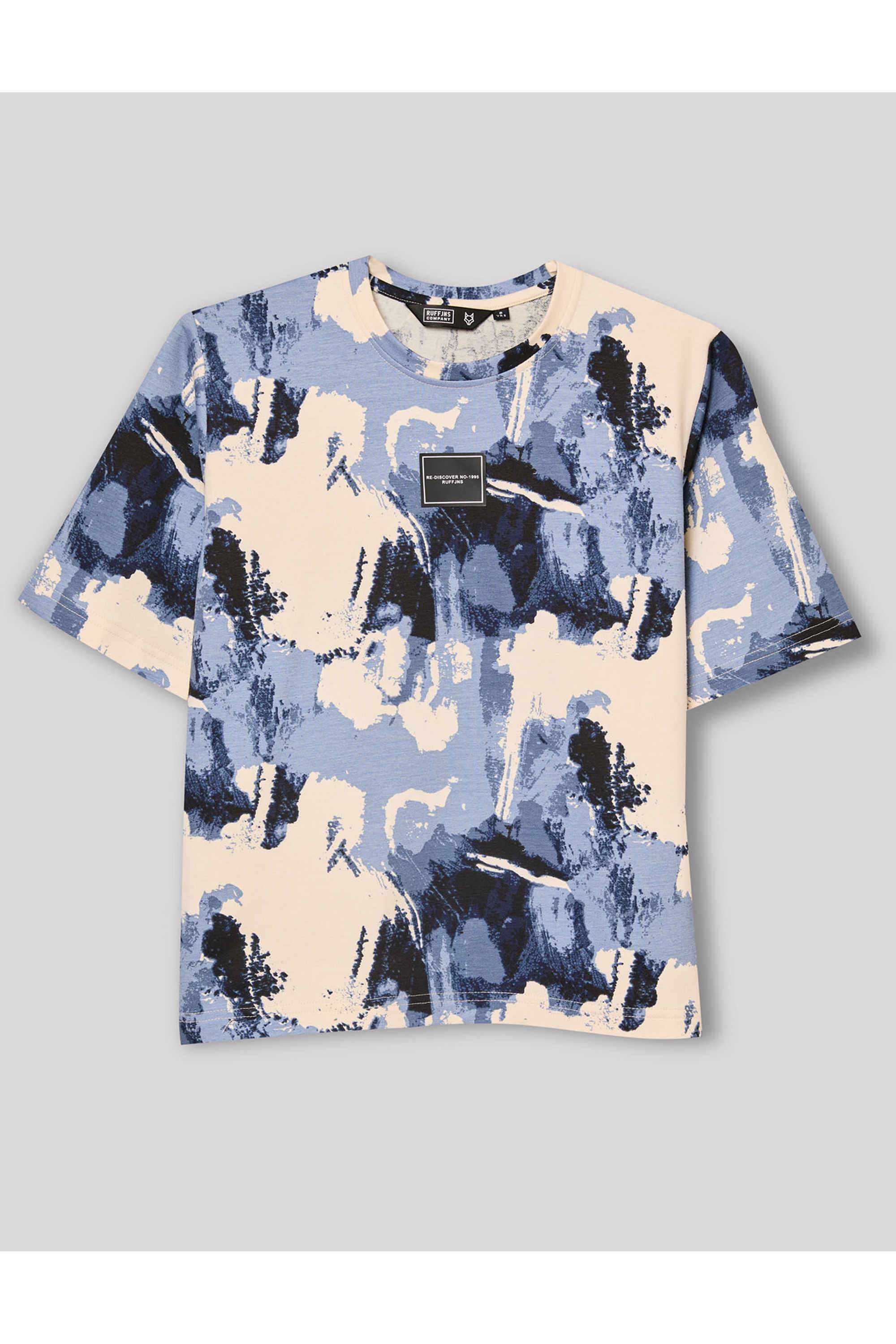 Abstract-Blended-Fabric-Round-Neck-Boys-T-Shirt