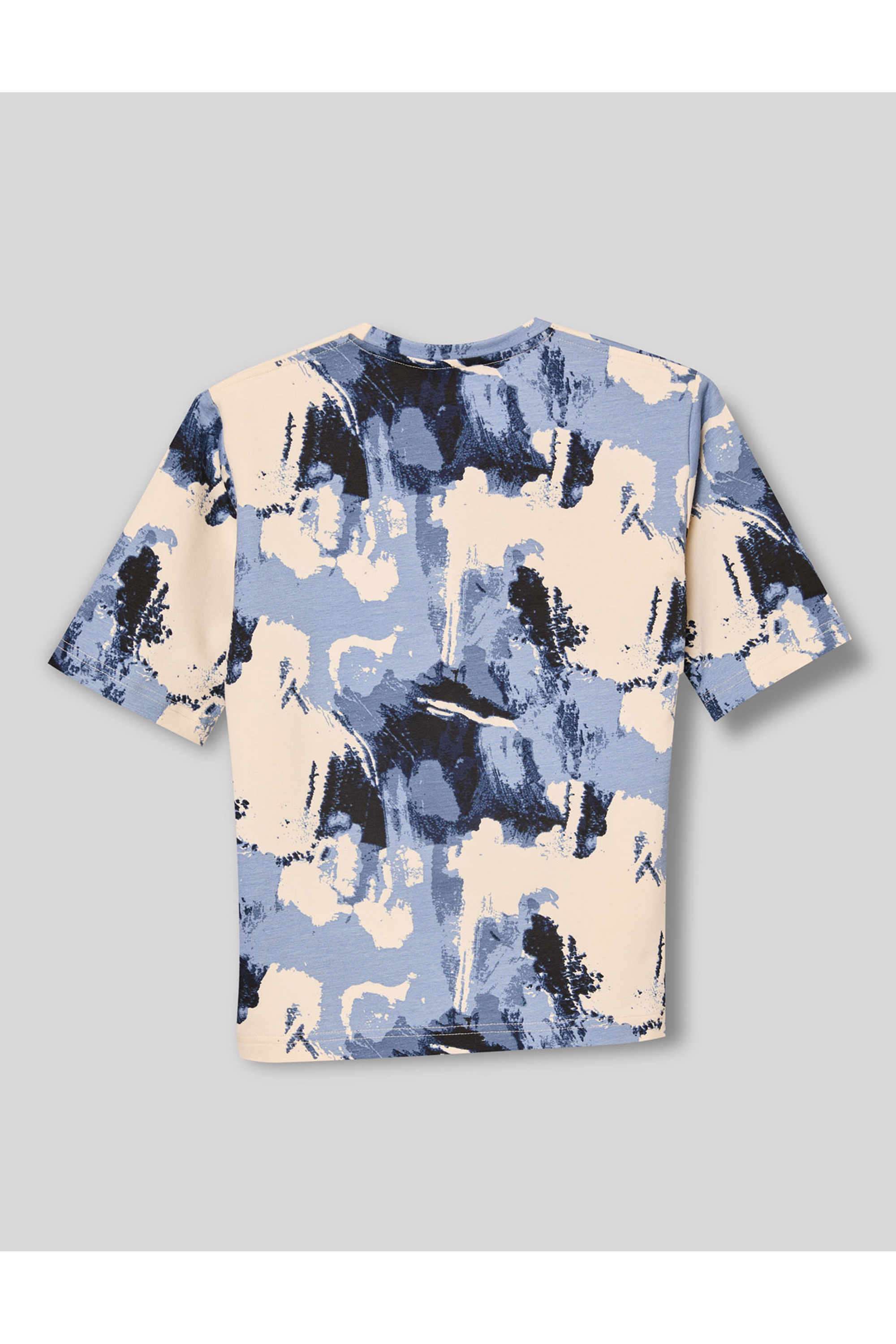 Abstract-Blended-Fabric-Round-Neck-Boys-T-Shirt