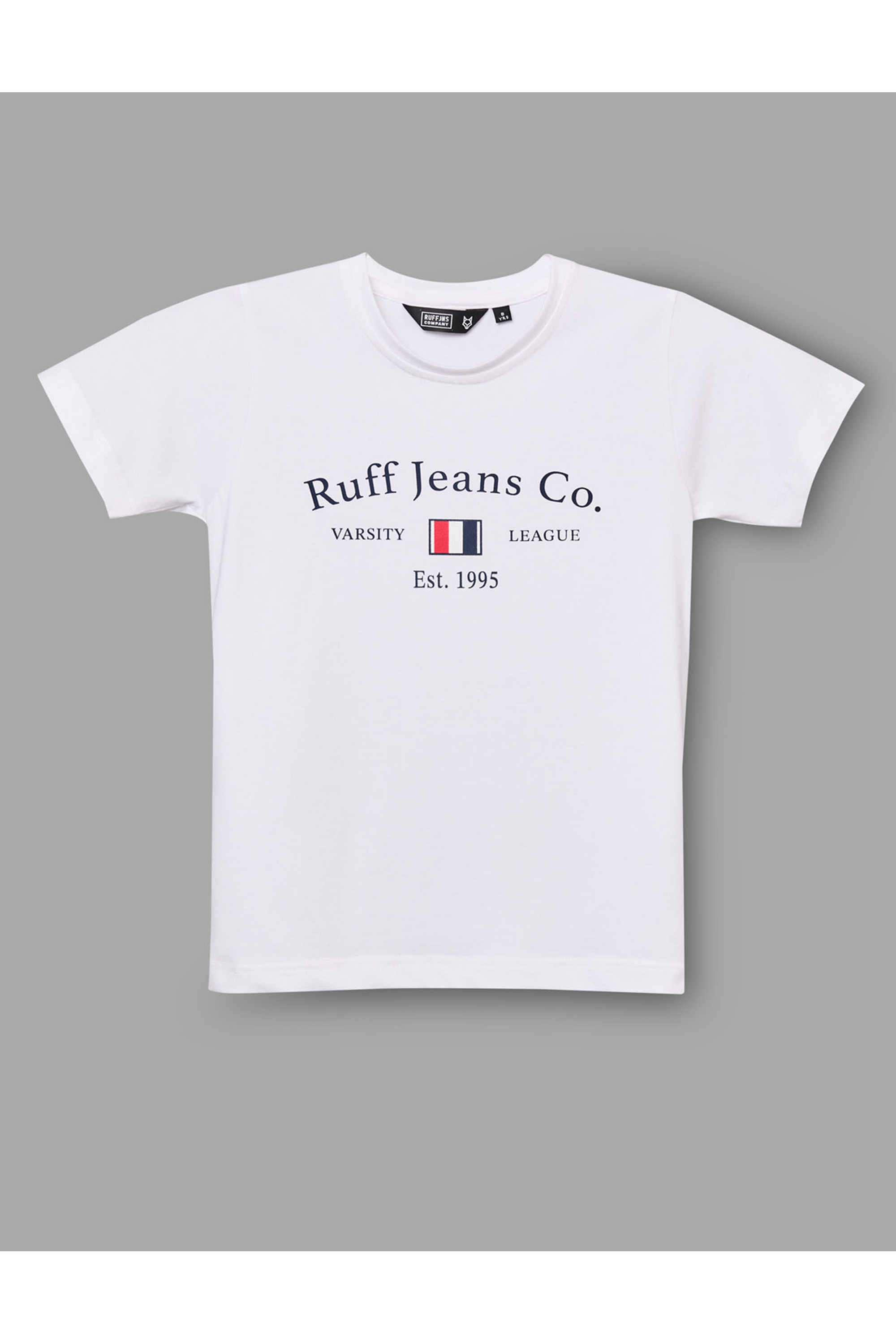 Graphic-Print-Blended-Fabric-Round-Neck-Boys-T-Shirt
