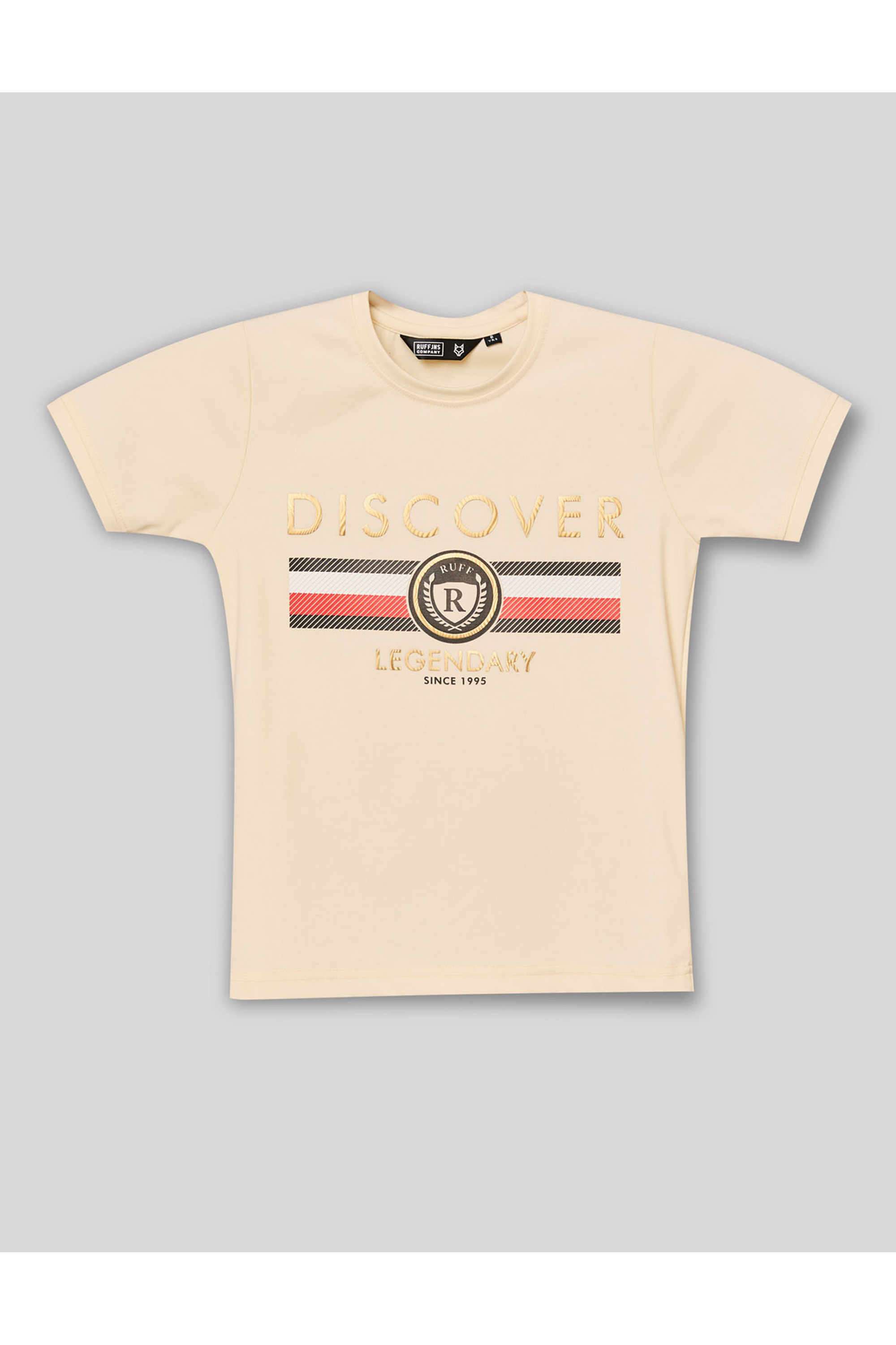 Graphic-Print-Blended-Fabric-Round-Neck-Boys-T-Shirt