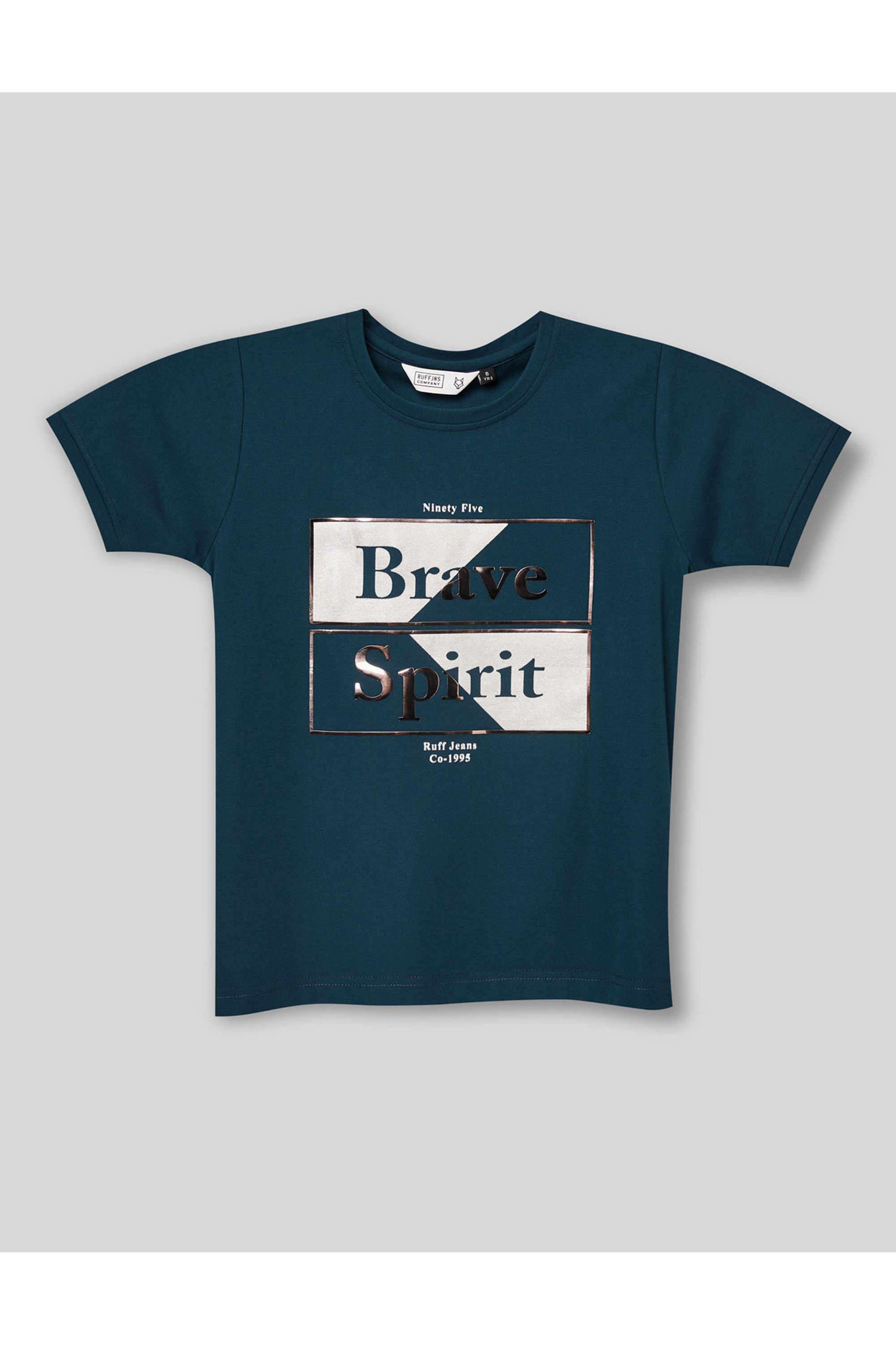 Graphic-Print-Blended-Fabric-Round-Neck-Boys-T-Shirt