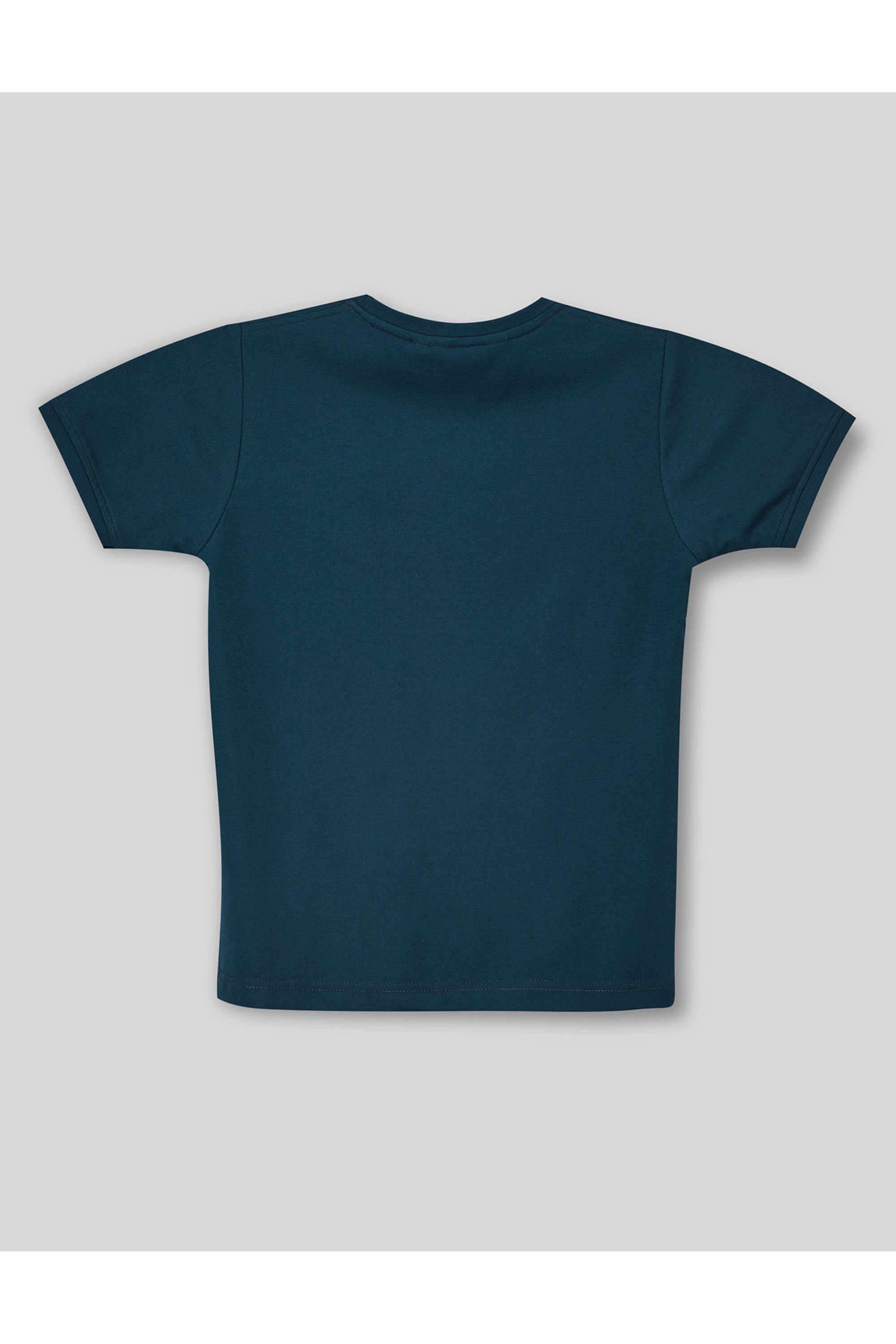 Graphic-Print-Blended-Fabric-Round-Neck-Boys-T-Shirt