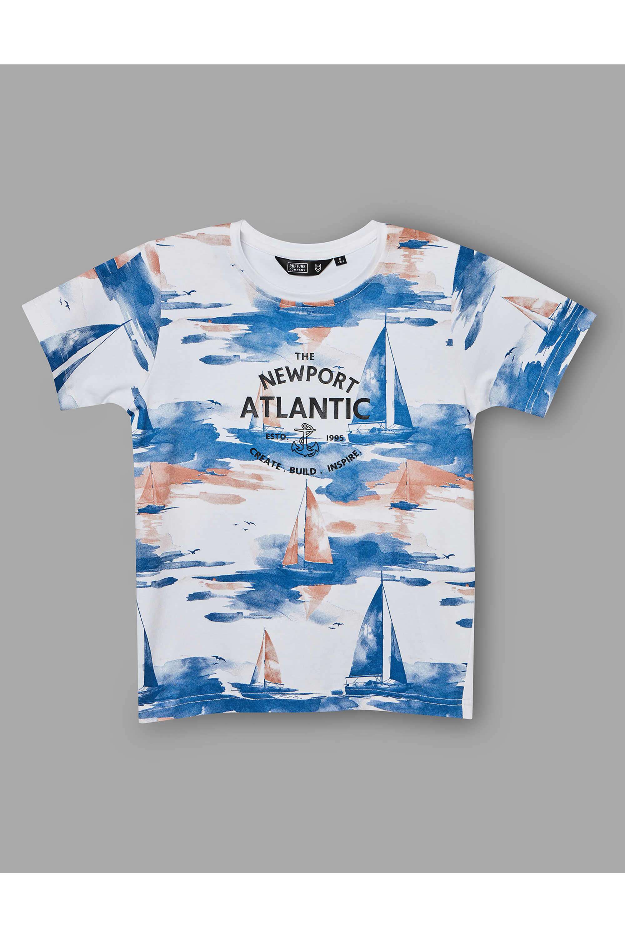 Printed-Blended-Fabric-Round-Neck-Boys-s-T-Shirt