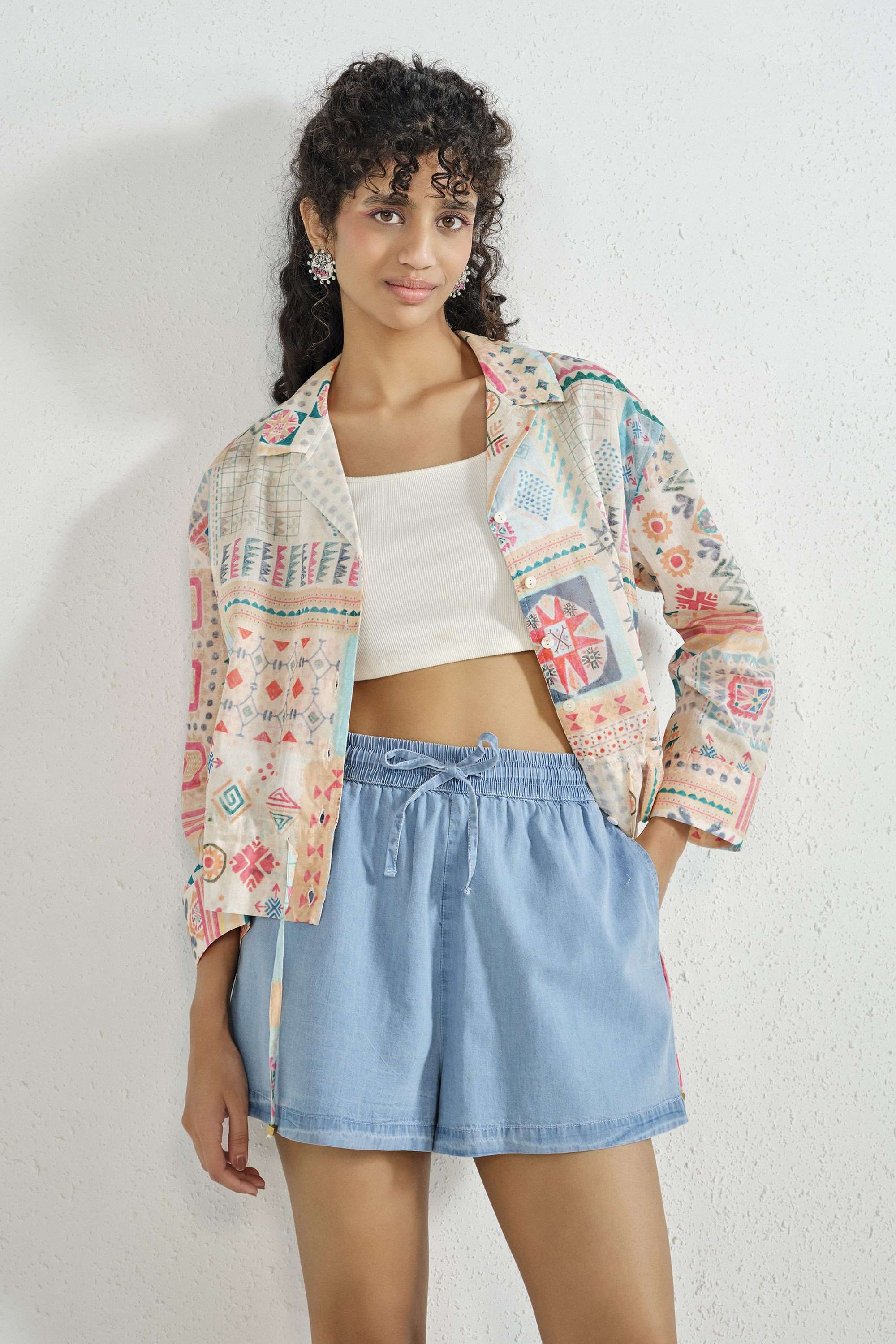 Printed-Cotton-Collared-Women-s-Top