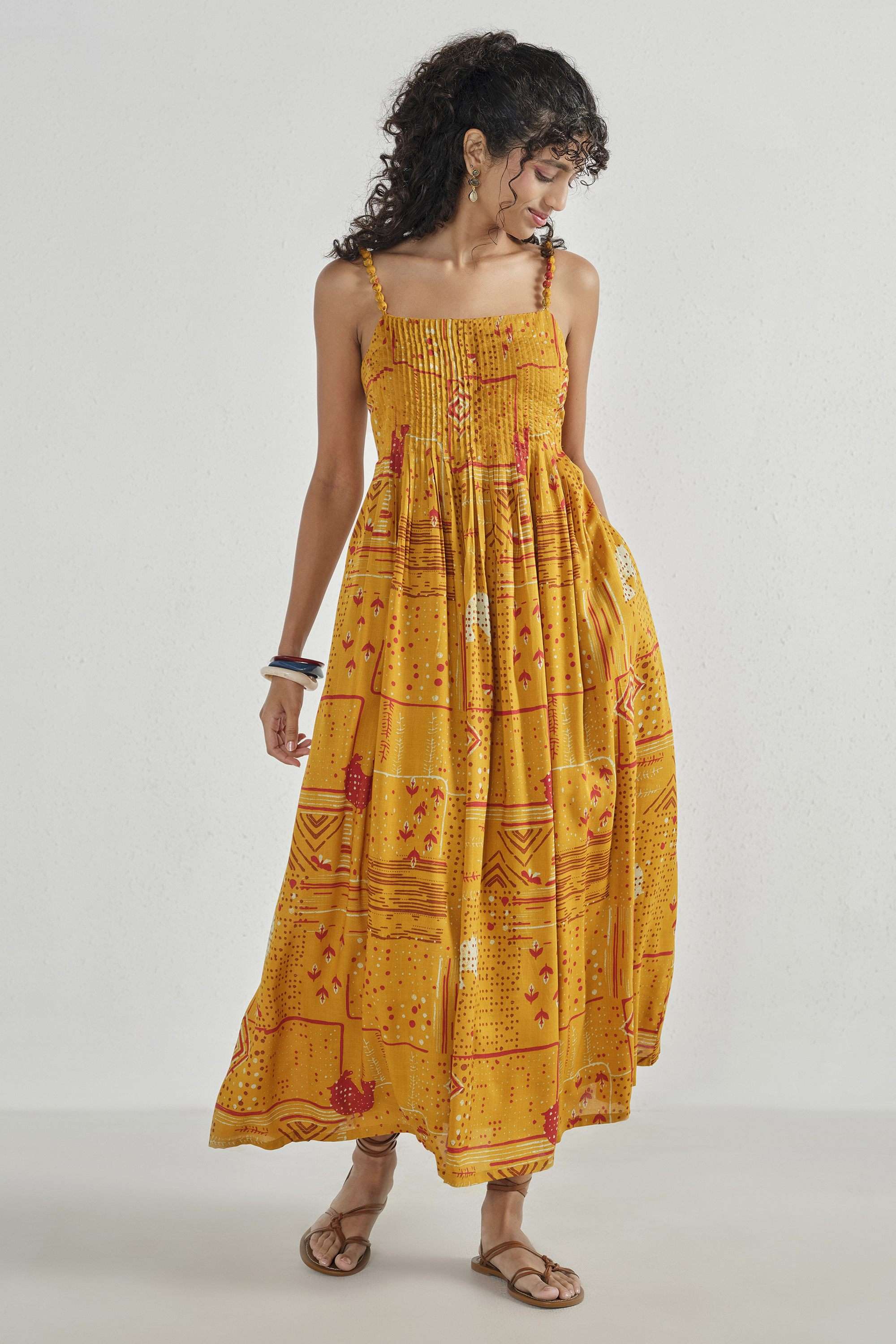 Printed-Square-Neck-Viscose-Women-s-Dress