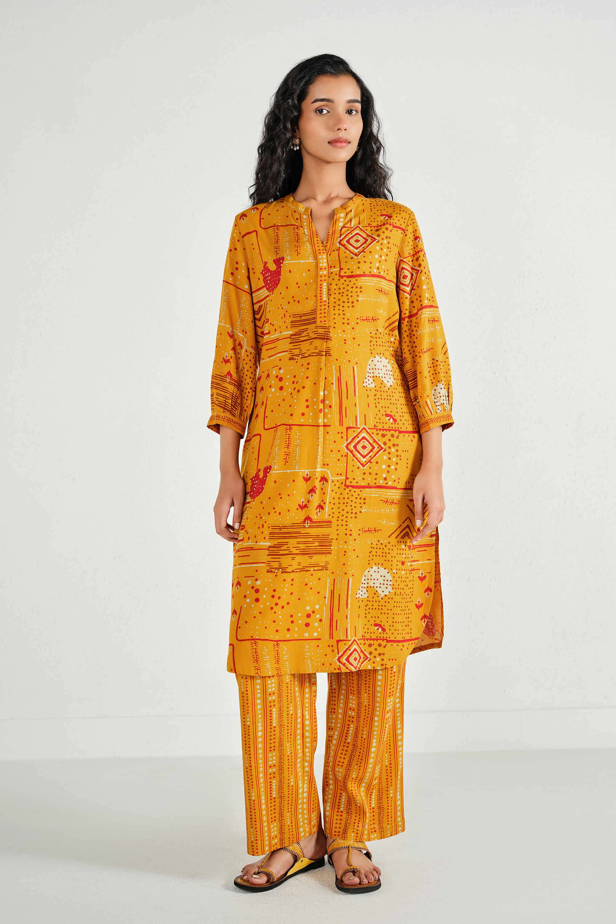 Solid-Rayon-Women-s-Festive-Wear-Kurta-Set