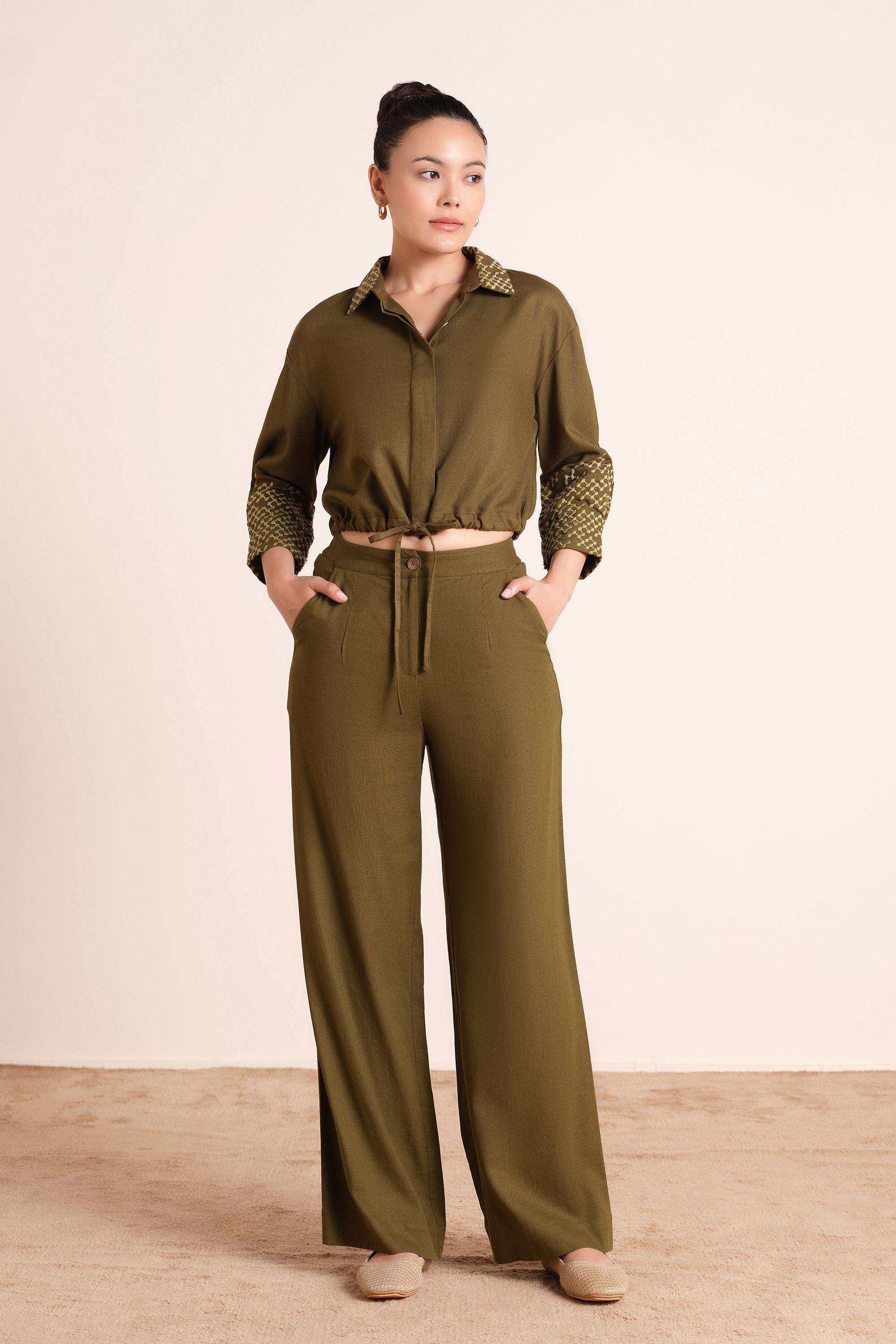 Solid-Blended-Fabric-Women-s-Top
