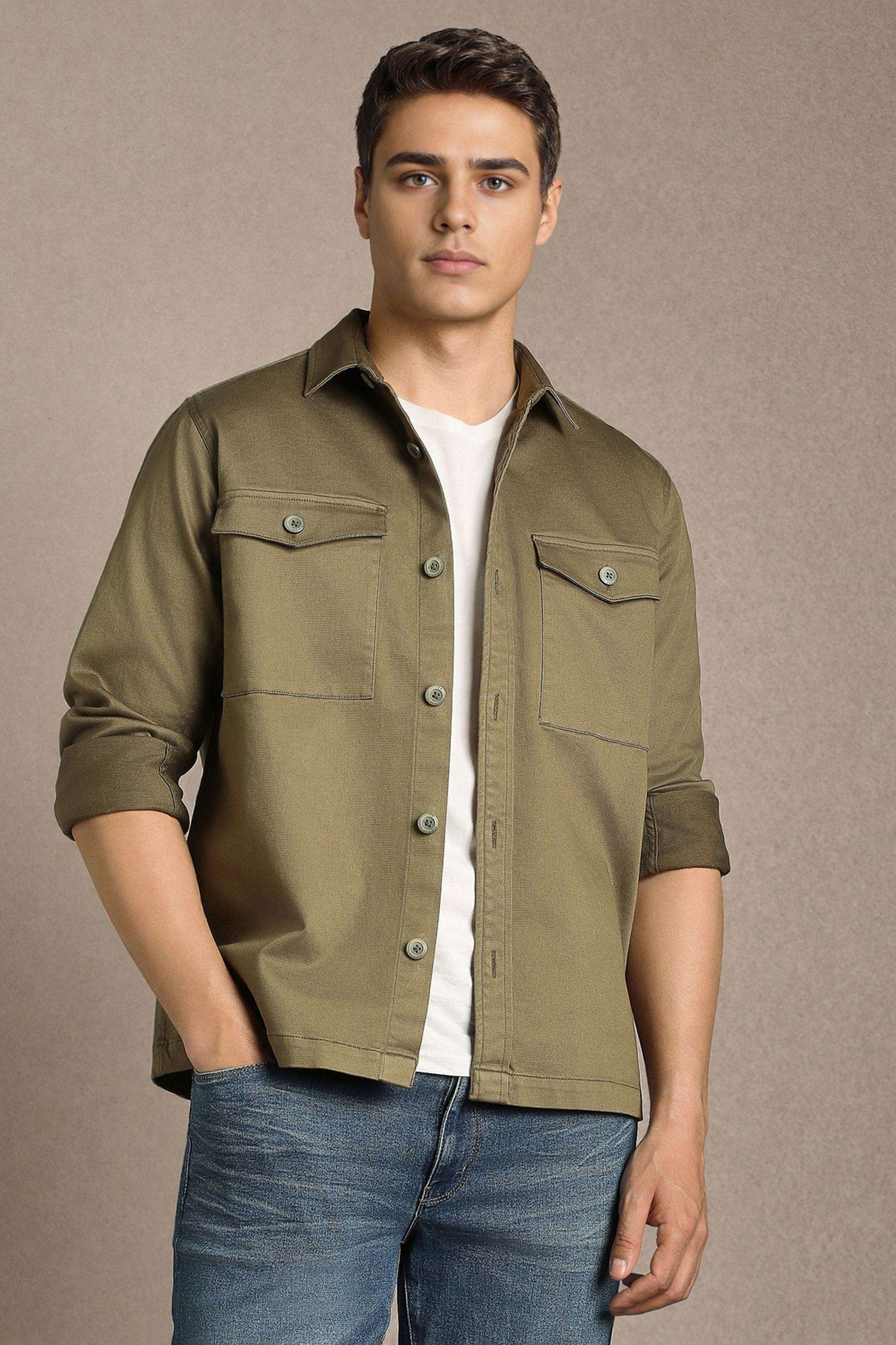 Solid-Cotton-Blend-Regular-Fit-Men-s-Casual-Shirt