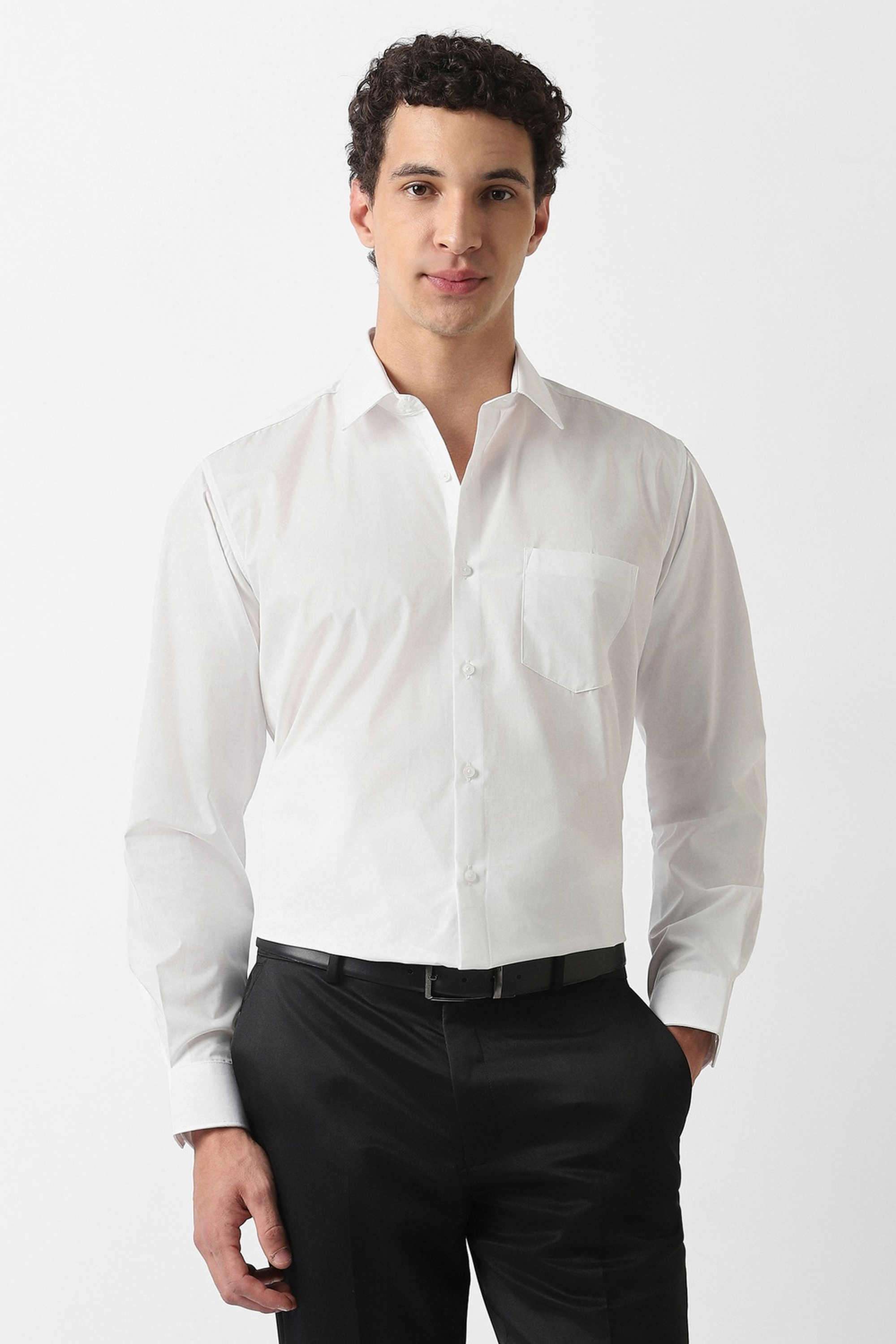 Solid-Polyester-Cotton-Regular-Fit-Men-s-Shirt
