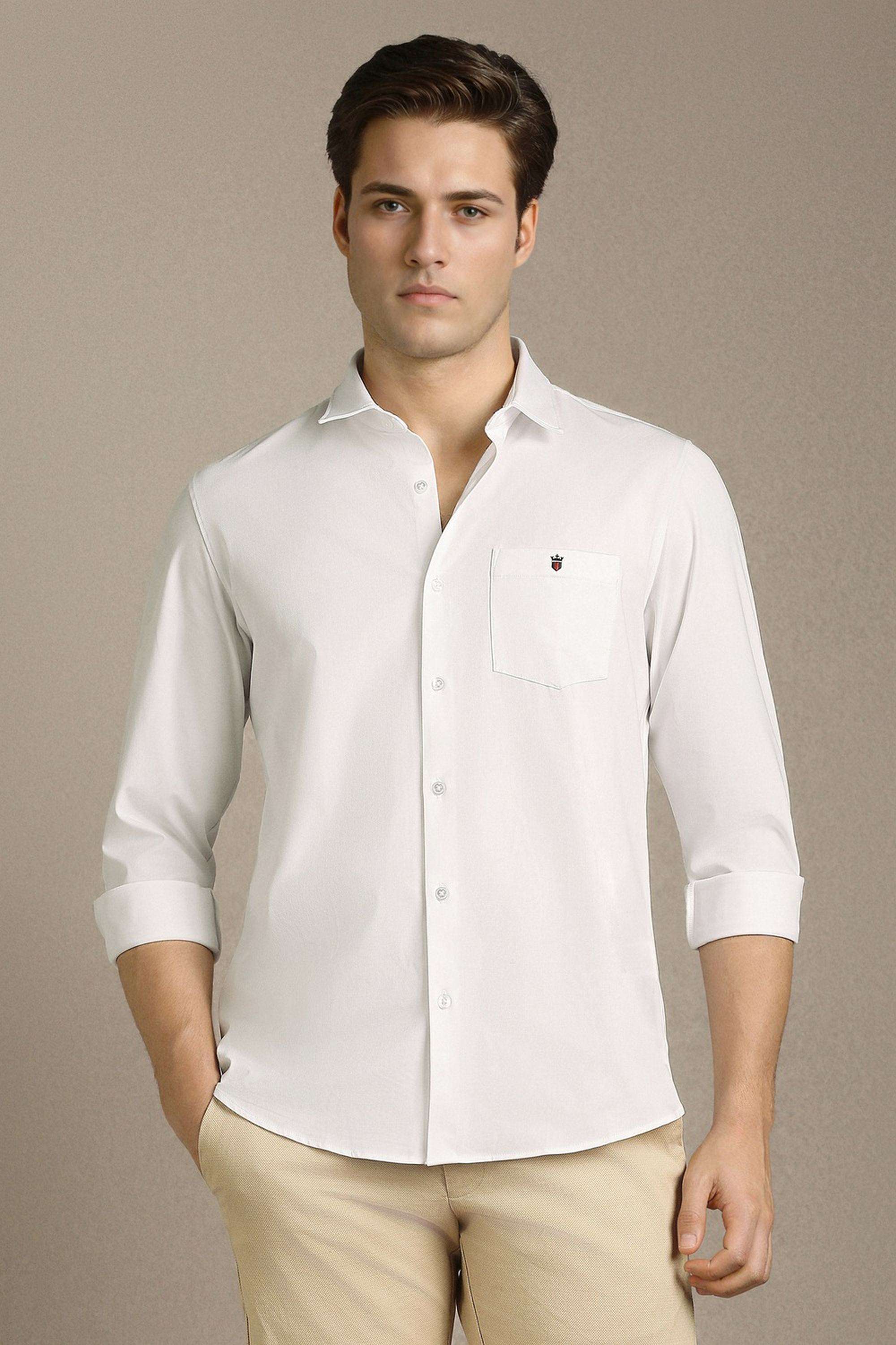 Solid-Polyester-Blend-Slim-Fit-Men-s-Shirt