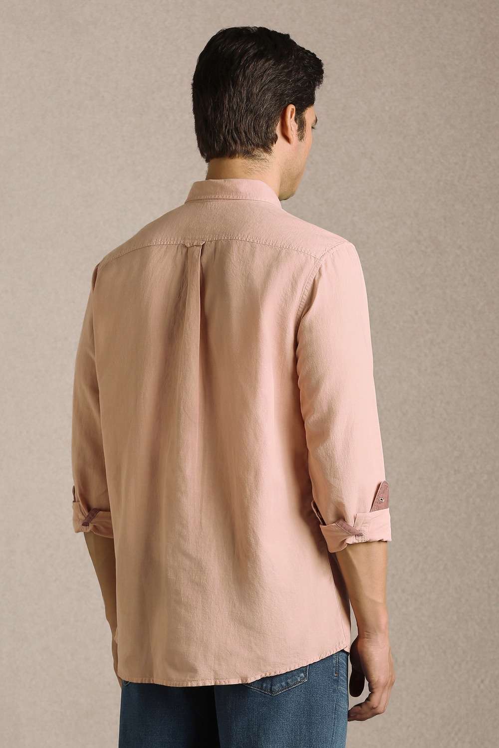 Solid-Cotton-Linen-Blend-Slim-Fit-Men-s-Shirt