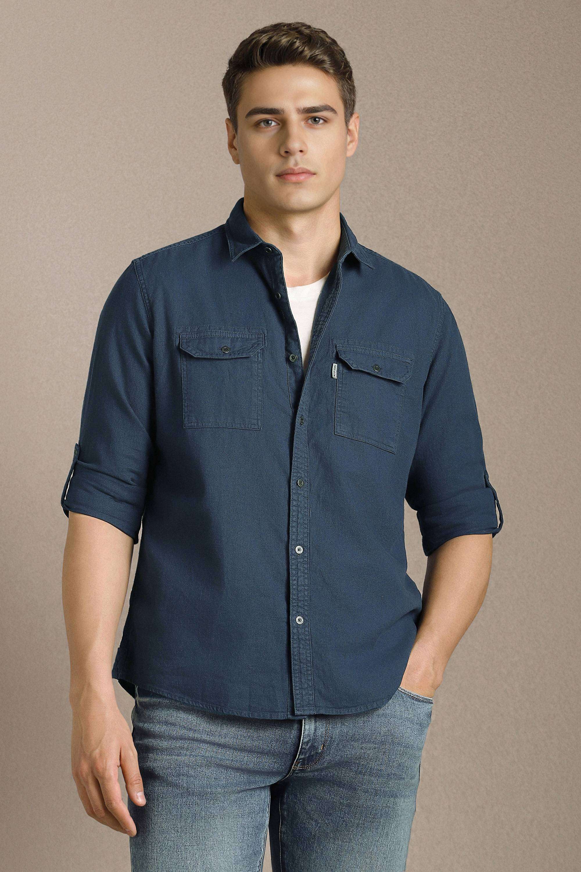 Solid-Cotton-Slim-Fit-Men-s-Shirt