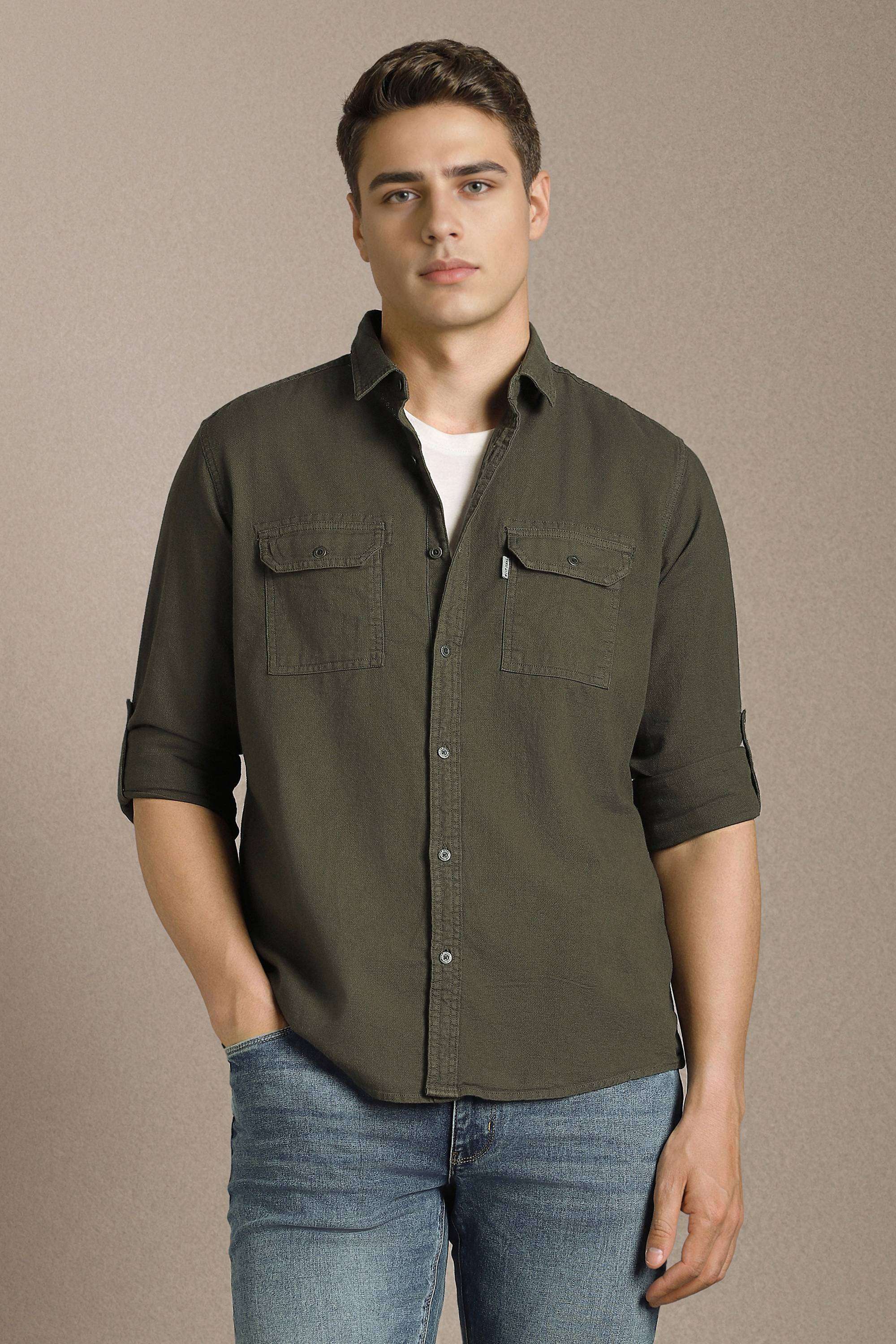 Solid-Cotton-Slim-Fit-Men-s-Shirt